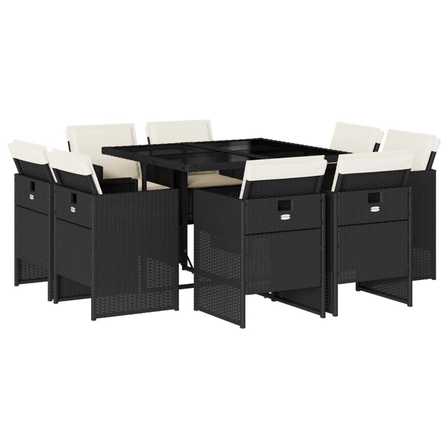 vidaXL 9-Tlg Garten-Essgruppe mit Kissen Schwarz Poly Rattan 3210654 günstig online kaufen