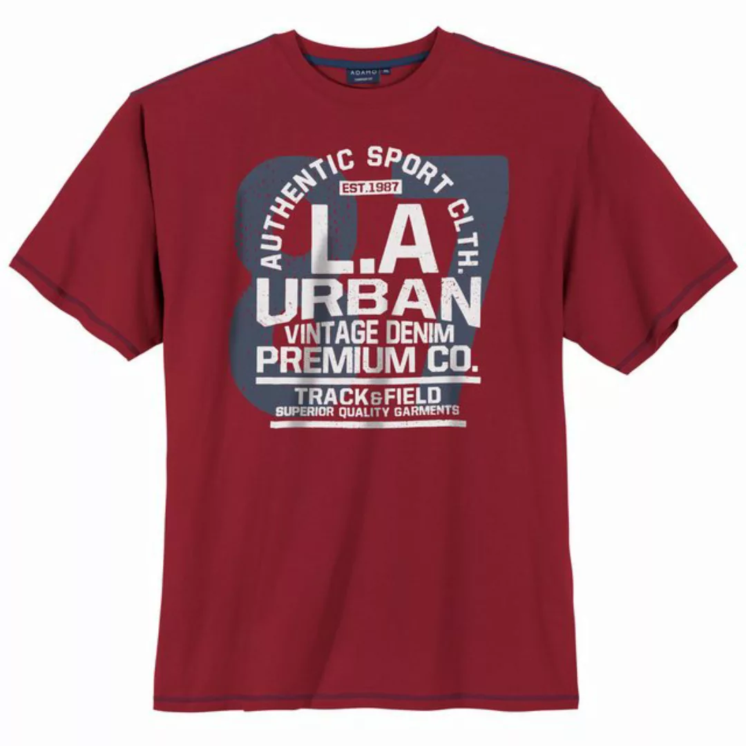 ADAMO Rundhalsshirt Adamo XXL T-Shirt weinrot Frontprint L.A Urban günstig online kaufen