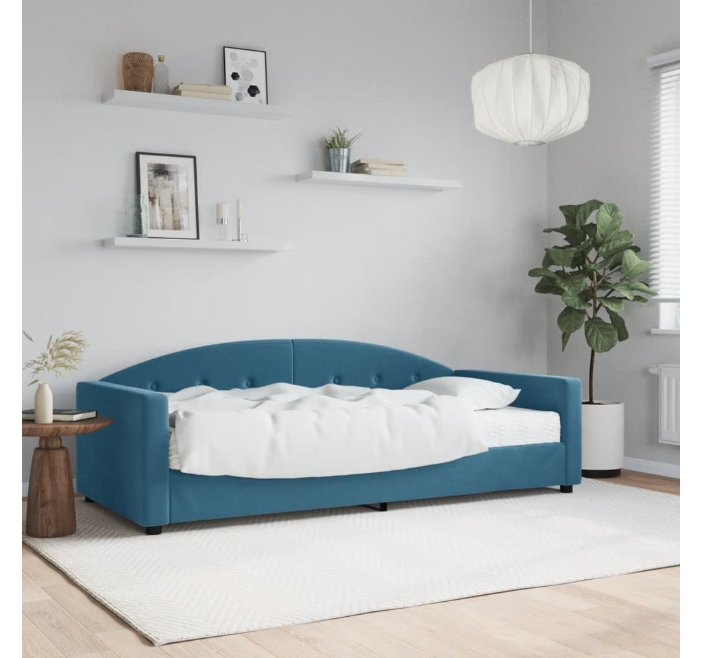 vidaXL Gästebett Gästebett Tagesbett mit Matratze Blau 90x200 cm Samt Bett günstig online kaufen