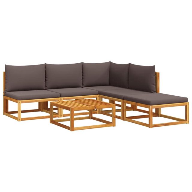 vidaXL Loungesofa 6-tlg. Garten-Sofagarnitur mit Kissen Massivholz Akazie, günstig online kaufen