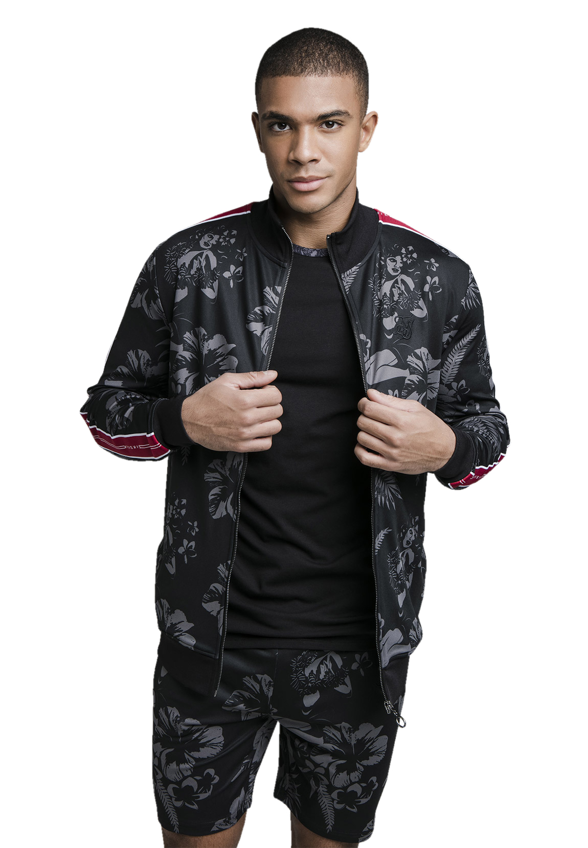 SikSilk Herren Zipper STATUS FUNNEL NECK ZIP THROUGH HOODIE SS-19291 Black günstig online kaufen