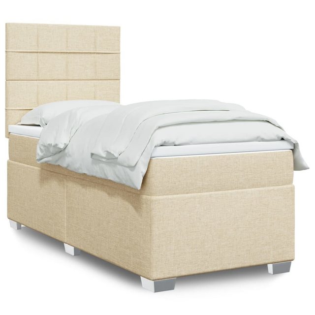 furnicato Bettgestell Boxspringbett mit Matratze Creme 90x190 cm Stoff günstig online kaufen