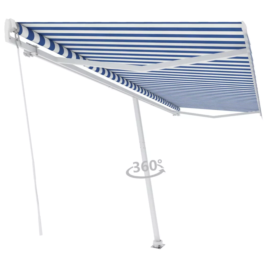 Standmarkise Einziehbar Handbetrieben 500x350 Cm Blau/weiß günstig online kaufen