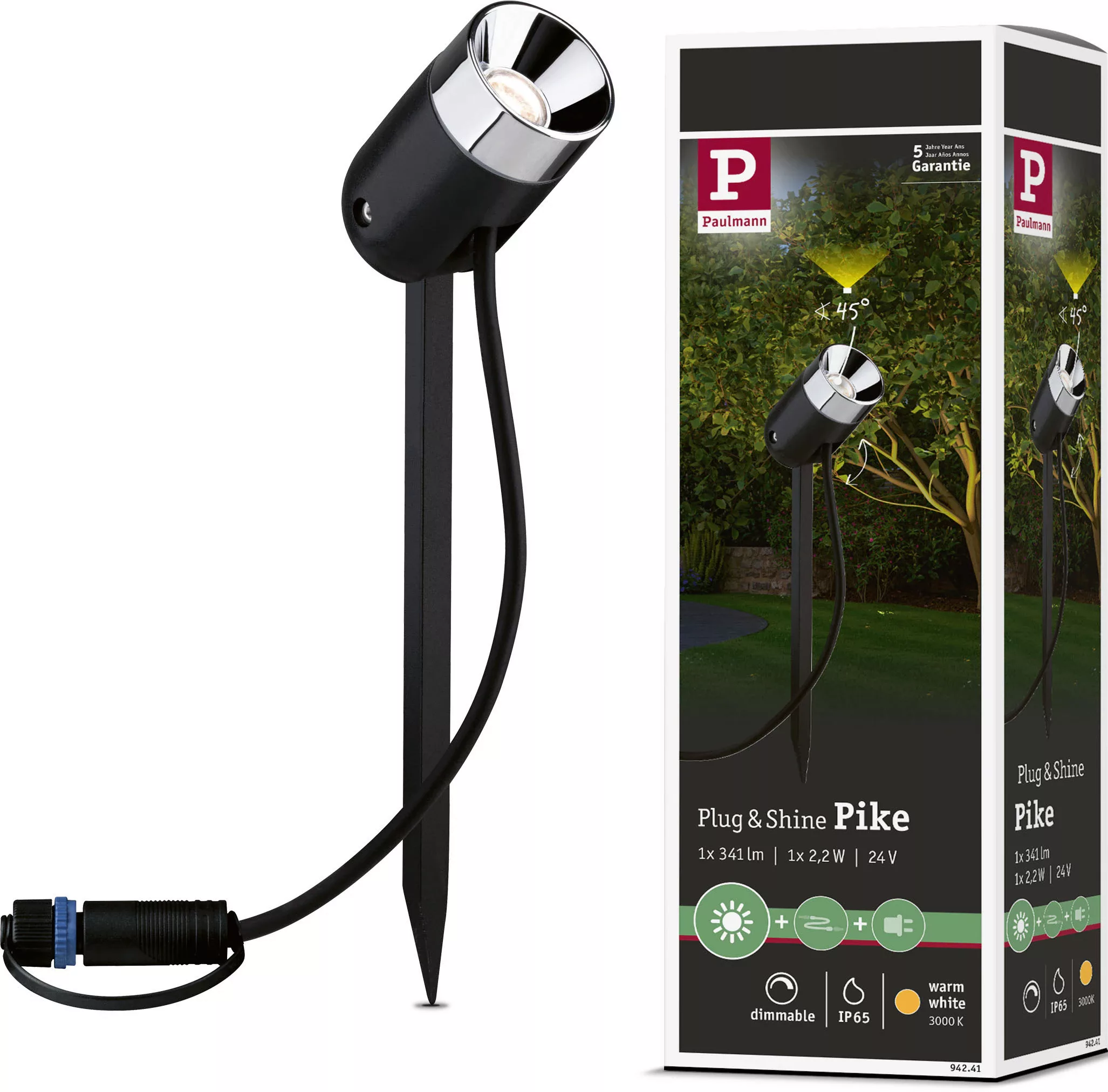 Paulmann Plug & Shine Erdspießlampe Pike 3.000K günstig online kaufen