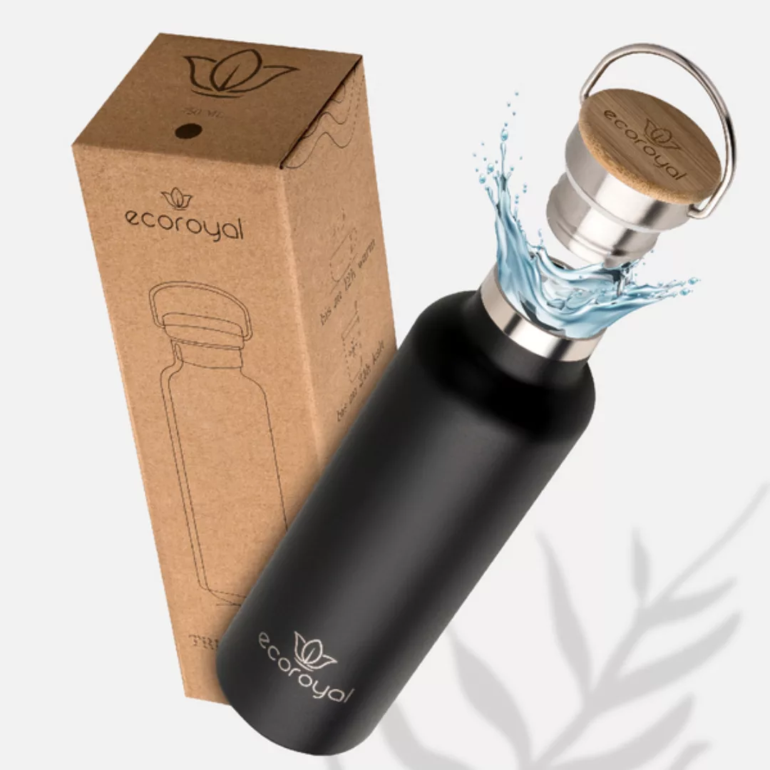 Ecoroyal Trinkflasche Edelstahl 750ml - Auslaufsicher (Schwarz) günstig online kaufen