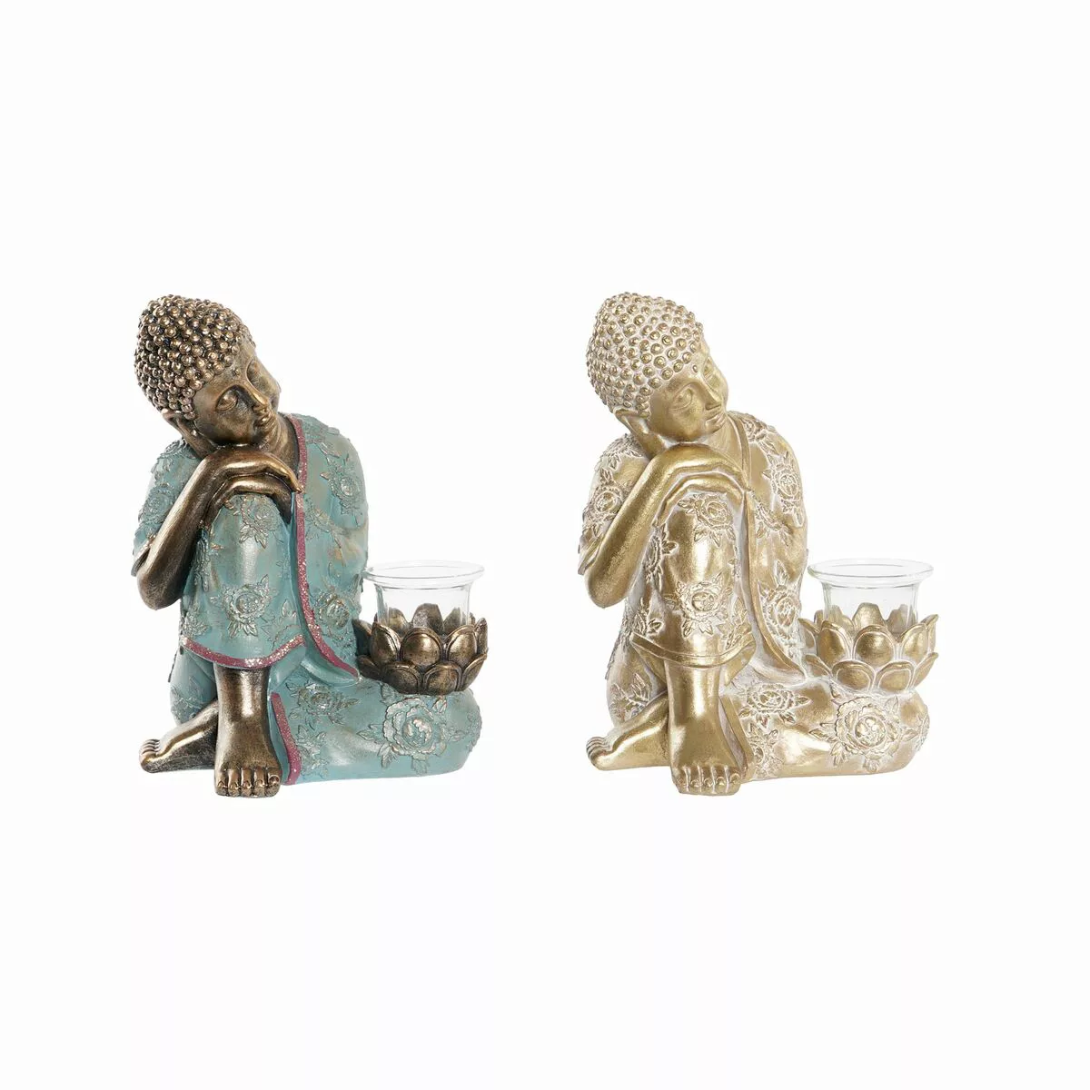Deko-figur Dkd Home Decor Kristall Golden Buddha Grün Harz Orientalisch (17 günstig online kaufen