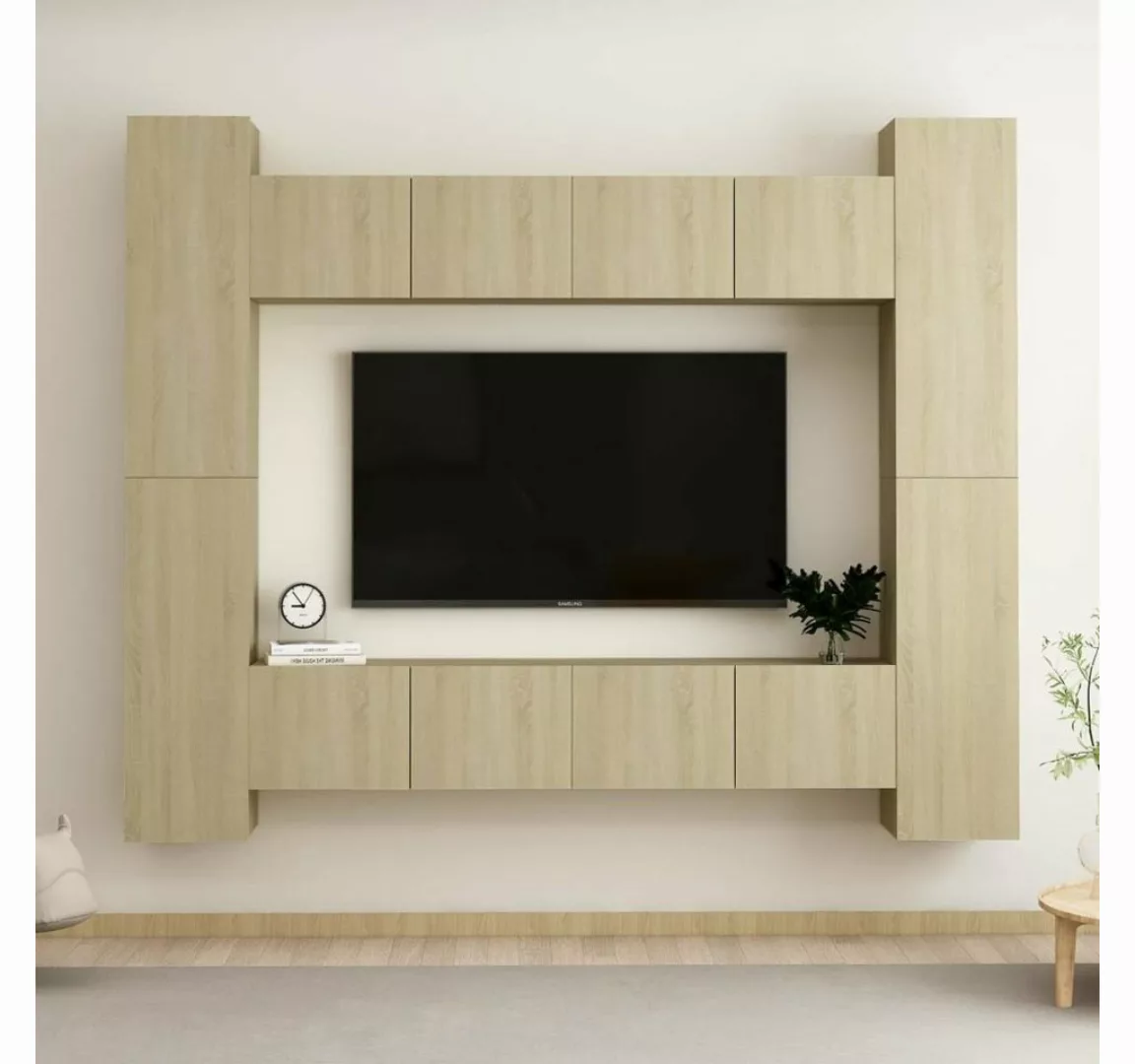 furnicato TV-Schrank 8-tlg. TV-Schrank-Set Sonoma-Eiche Holzwerkstoff günstig online kaufen