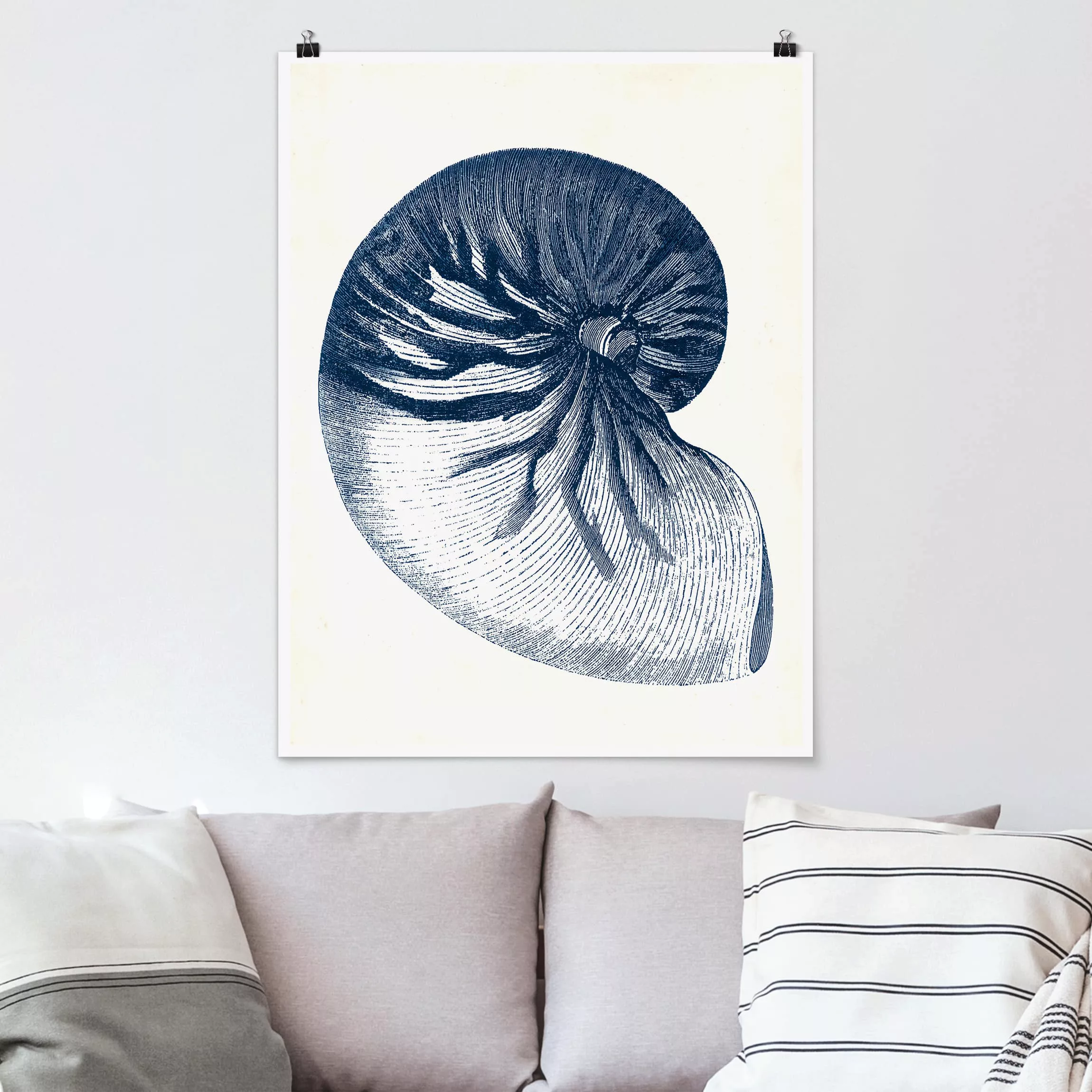 Poster Strand - Hochformat Strandgut in Navy V günstig online kaufen