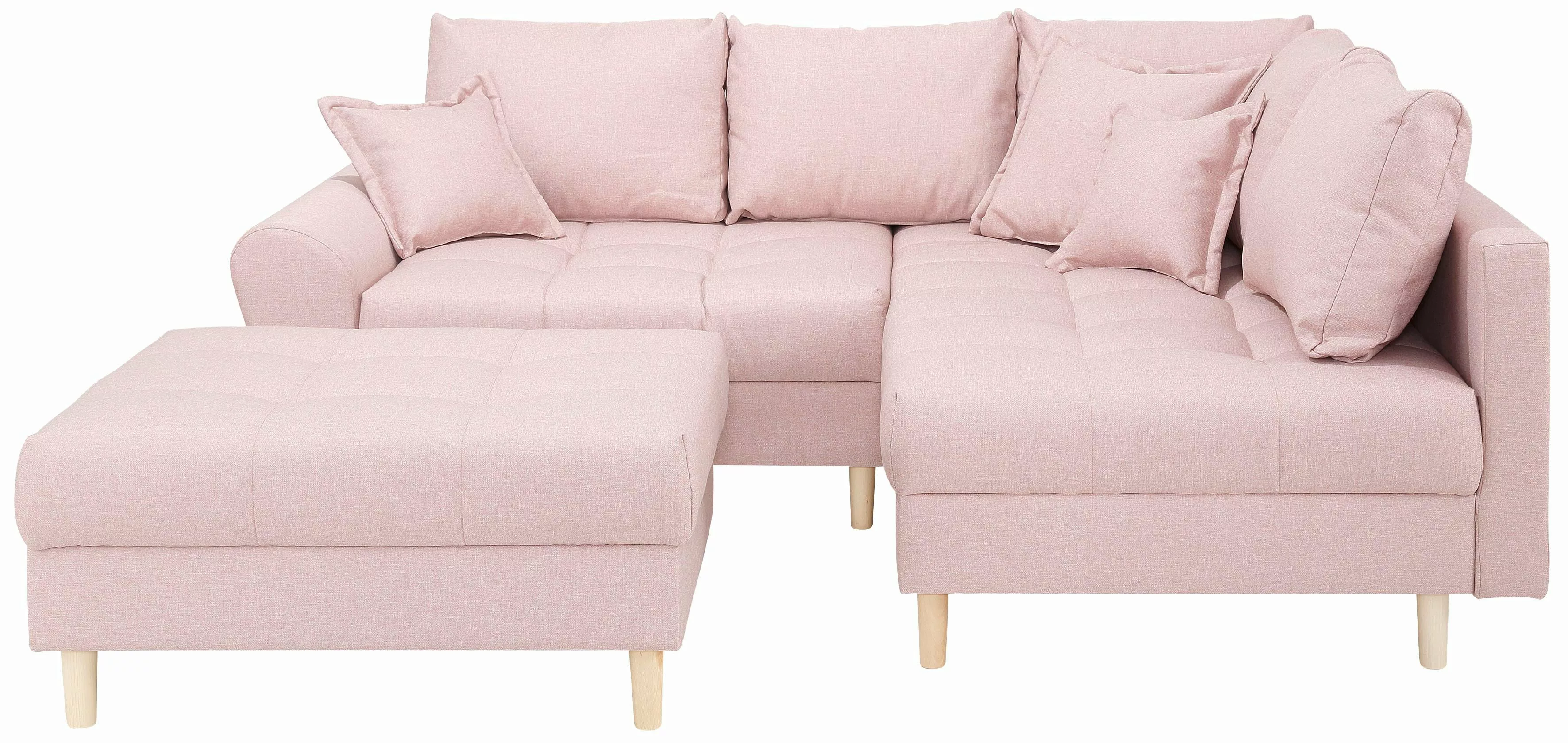 Home affaire Ecksofa "Rice L-Form", (Set, mit Hocker), mit Bonnellfederkern günstig online kaufen