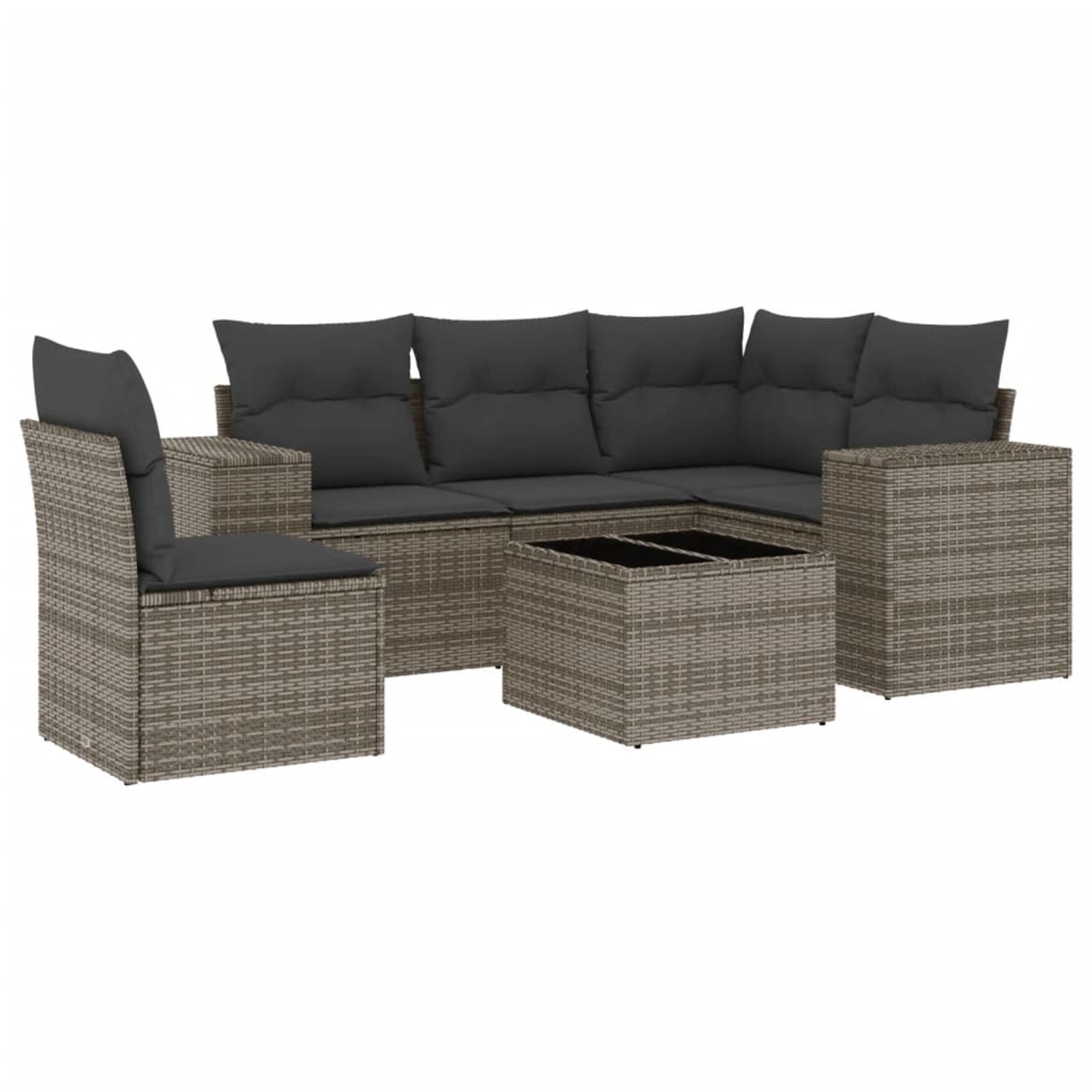 vidaXL 6-Tlg Garten-Sofagarnitur mit Kissen Grau Poly Rattan 3254917 günstig online kaufen