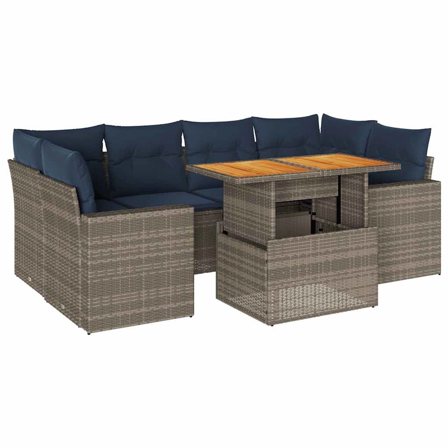 vidaXL 7-Tlg Garten-Sofagarnitur mit Kissen Grau Poly Rattan 3327008 günstig online kaufen