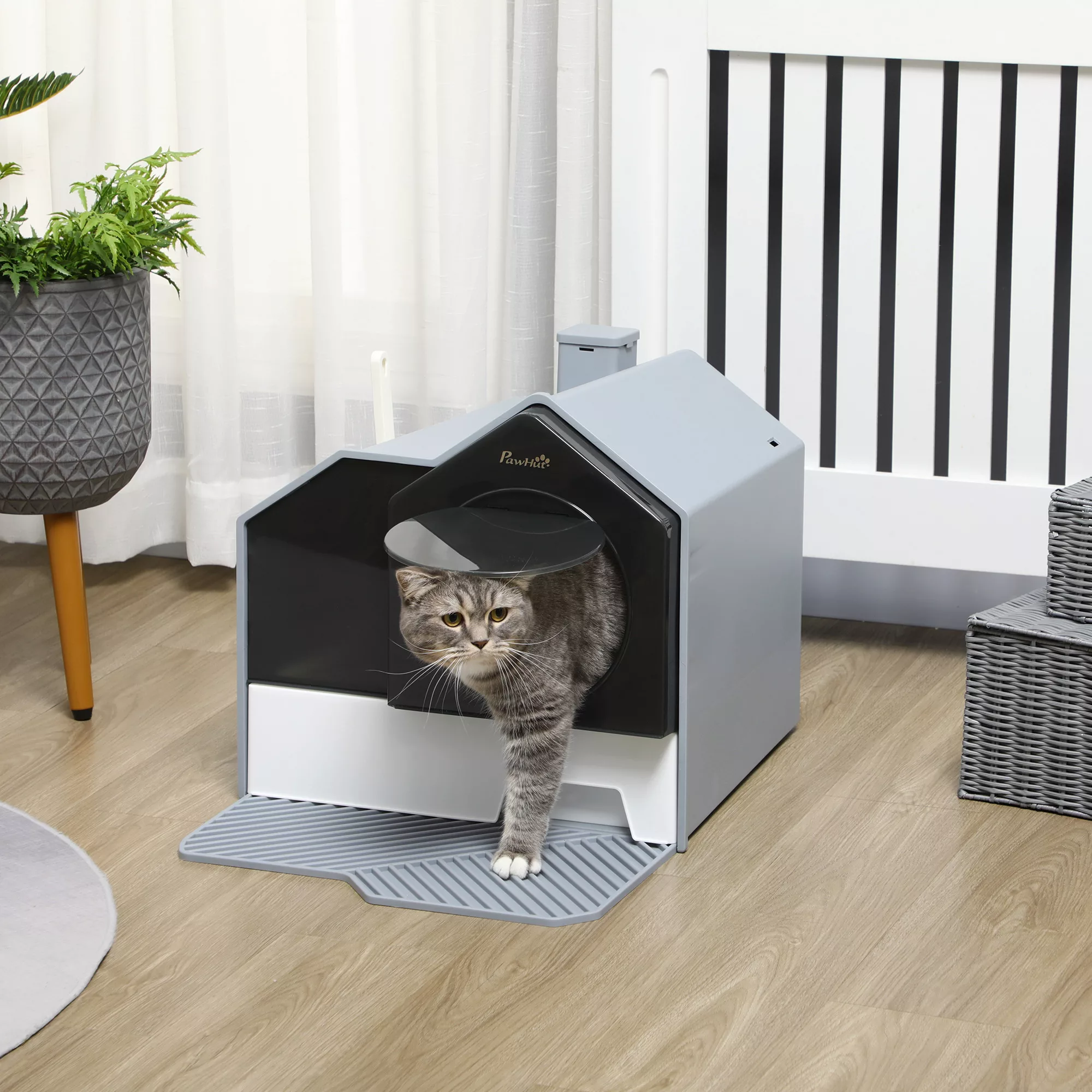 PawHut Katzentoilette  Katzenklo mit Bodenwanne, Schaufel & Filter, Haubent günstig online kaufen