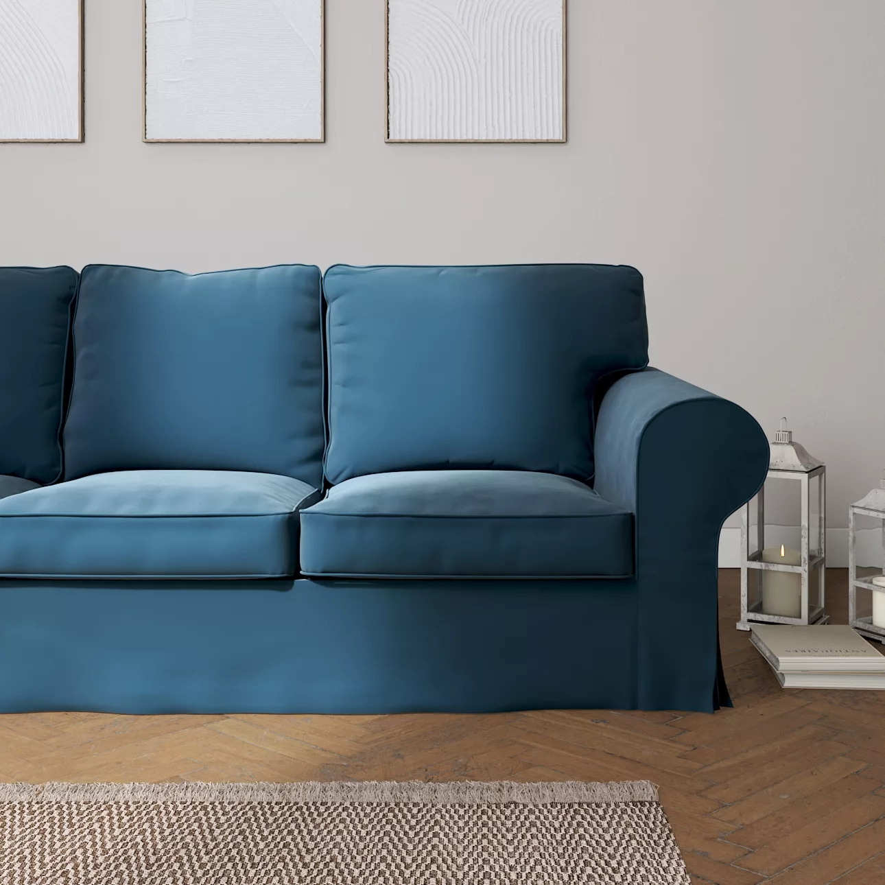 Bezug für Ektorp 3-Sitzer Sofa nicht ausklappbar, blau, Sofabezug für Ektor günstig online kaufen