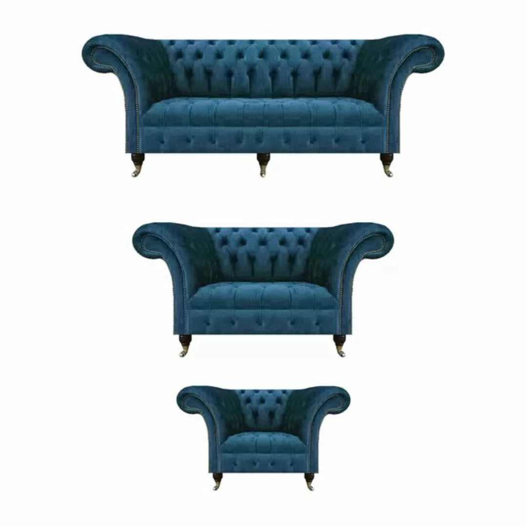 JVmoebel Chesterfield-Sofa Designer Sofas Set Komplett 3tlg Modern Chesterf günstig online kaufen