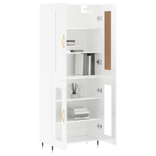 vidaXL Vitrine Highboard Hochglanz-Weiß 69,5x34x180 cm Spanplatte Glas Vitr günstig online kaufen