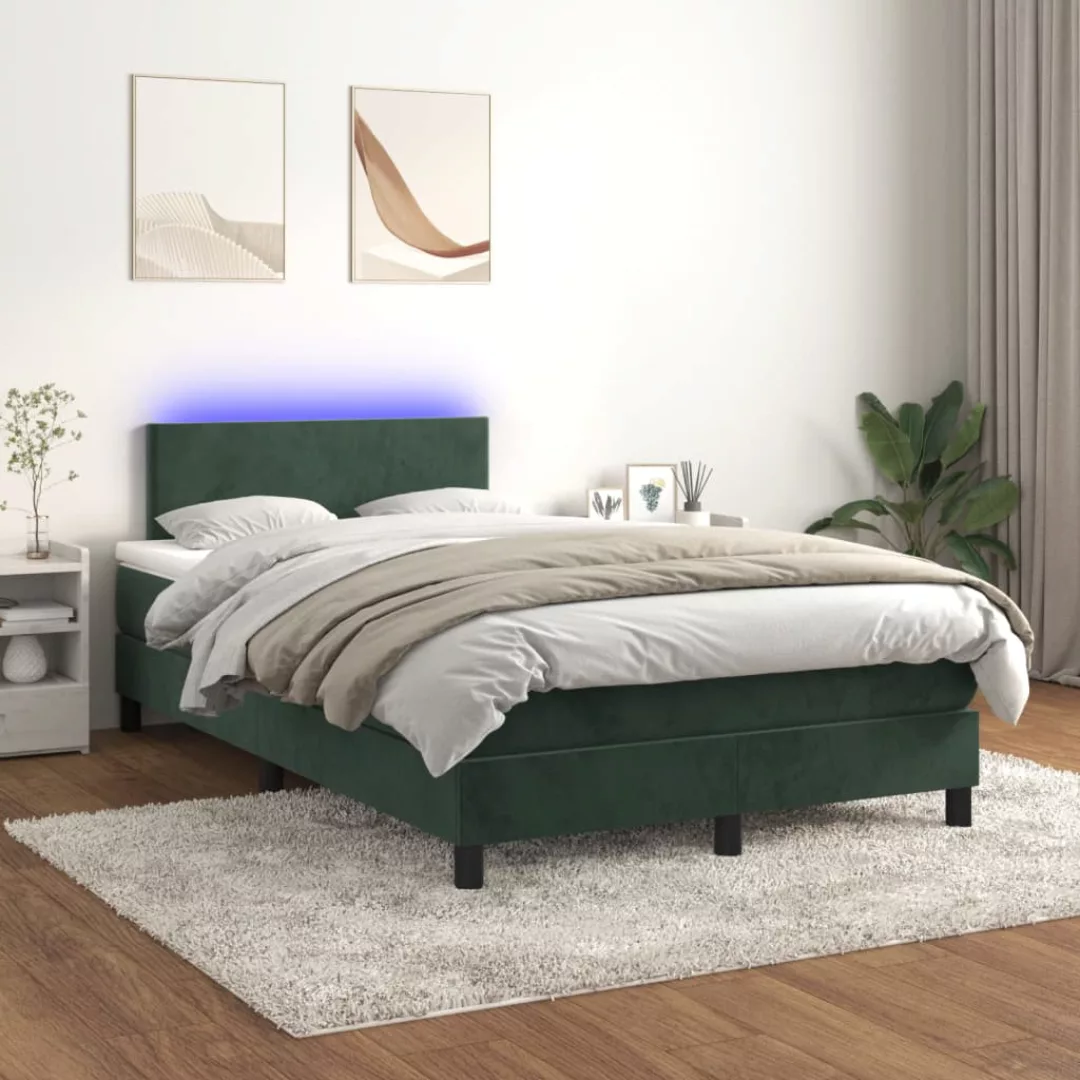 Vidaxl Boxspringbett Mit Matratze & Led Dunkelgrün 120x200 Cm Samt günstig online kaufen