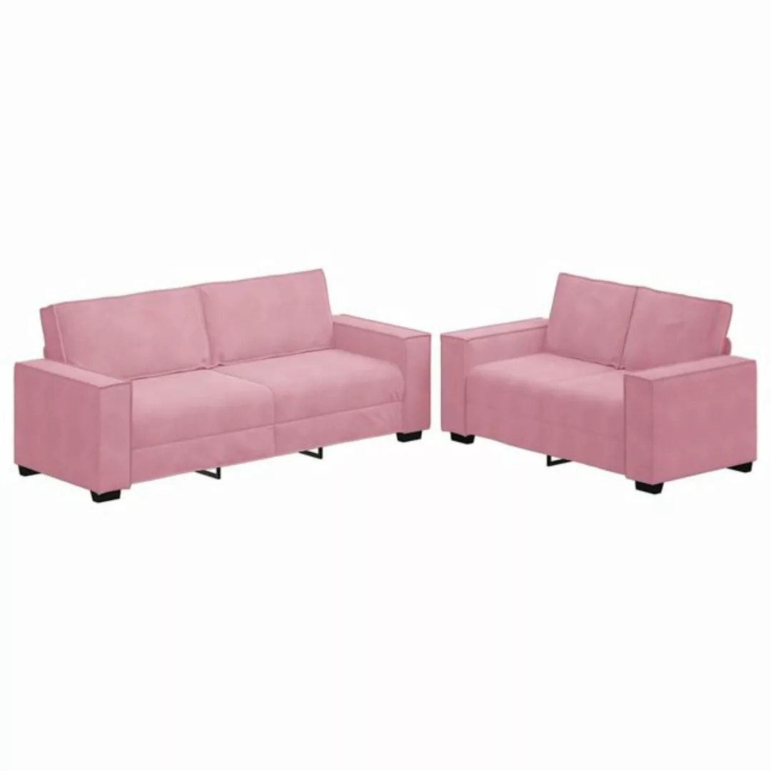 vidaXL Sofa 2-tlg. Sofagarnitur mit Kissen Rosa Samt günstig online kaufen