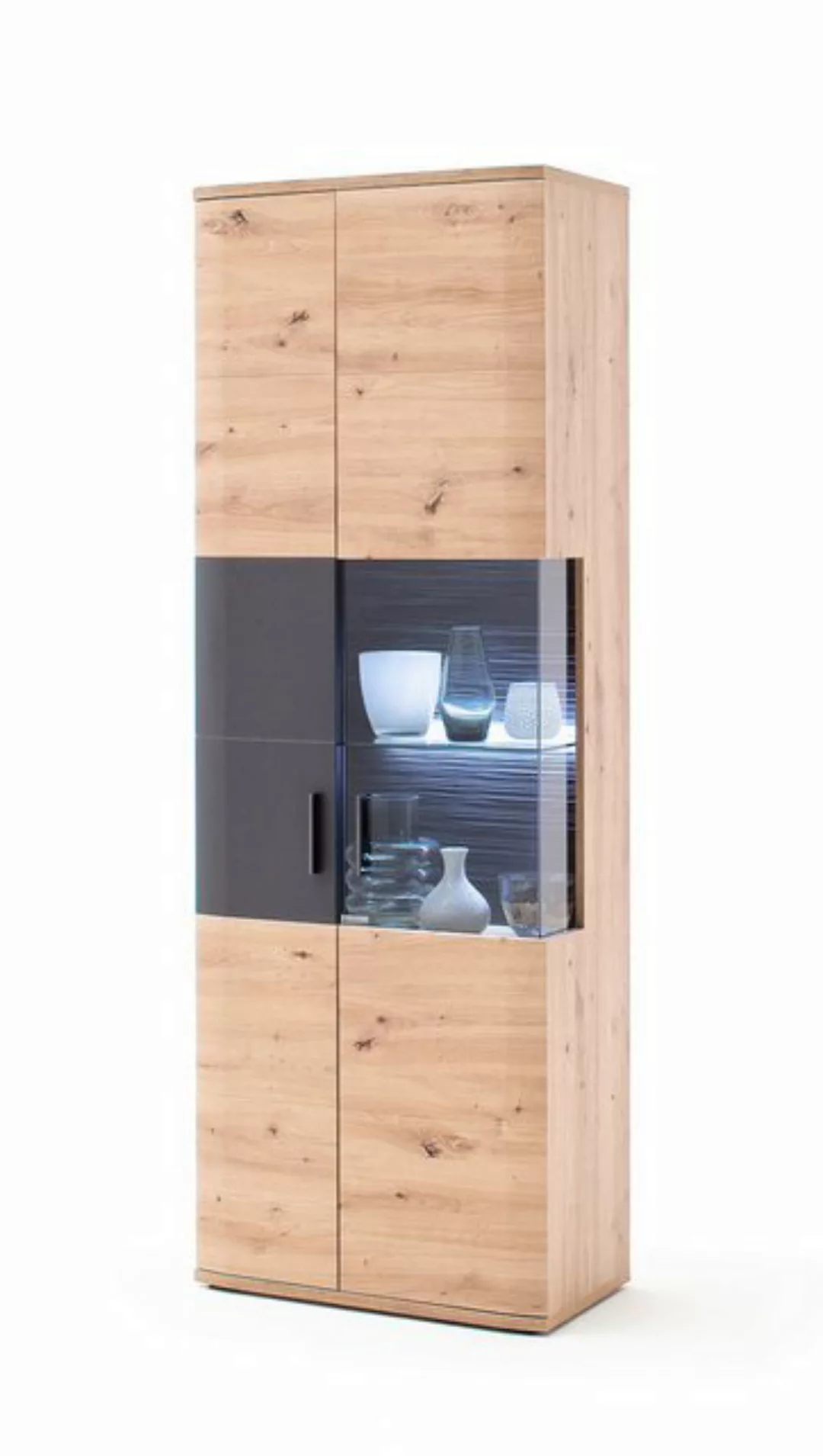 MCA furniture Vitrine Vitrine Cortona, Balkeneiche / anthrazit, LED Beleuch günstig online kaufen