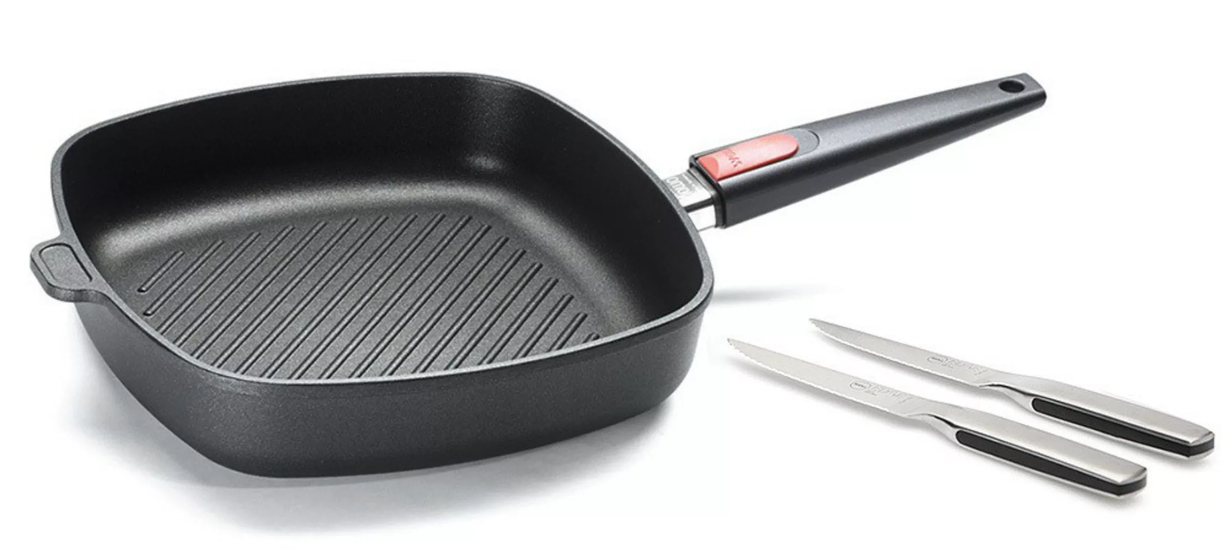 Woll Steakpfanne Nowo Titanium Induktion Aluguss abnehmbarer Stiel 28cm + 2 günstig online kaufen