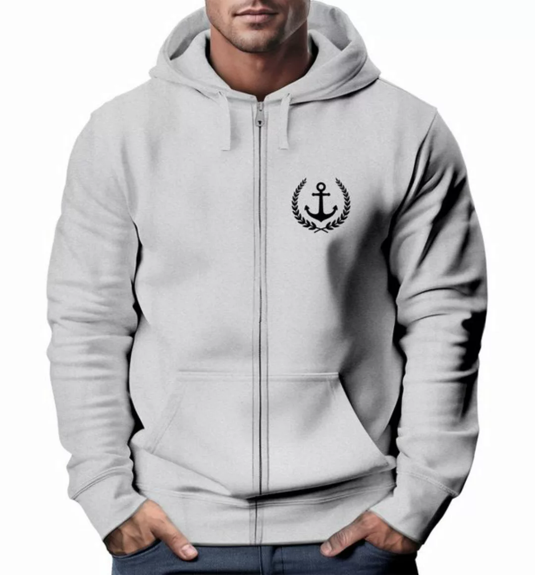 Neverless Sweatjacke Herren Sweatjacke mit Kapuze Zip-Hoodie Motiv Anker Me günstig online kaufen