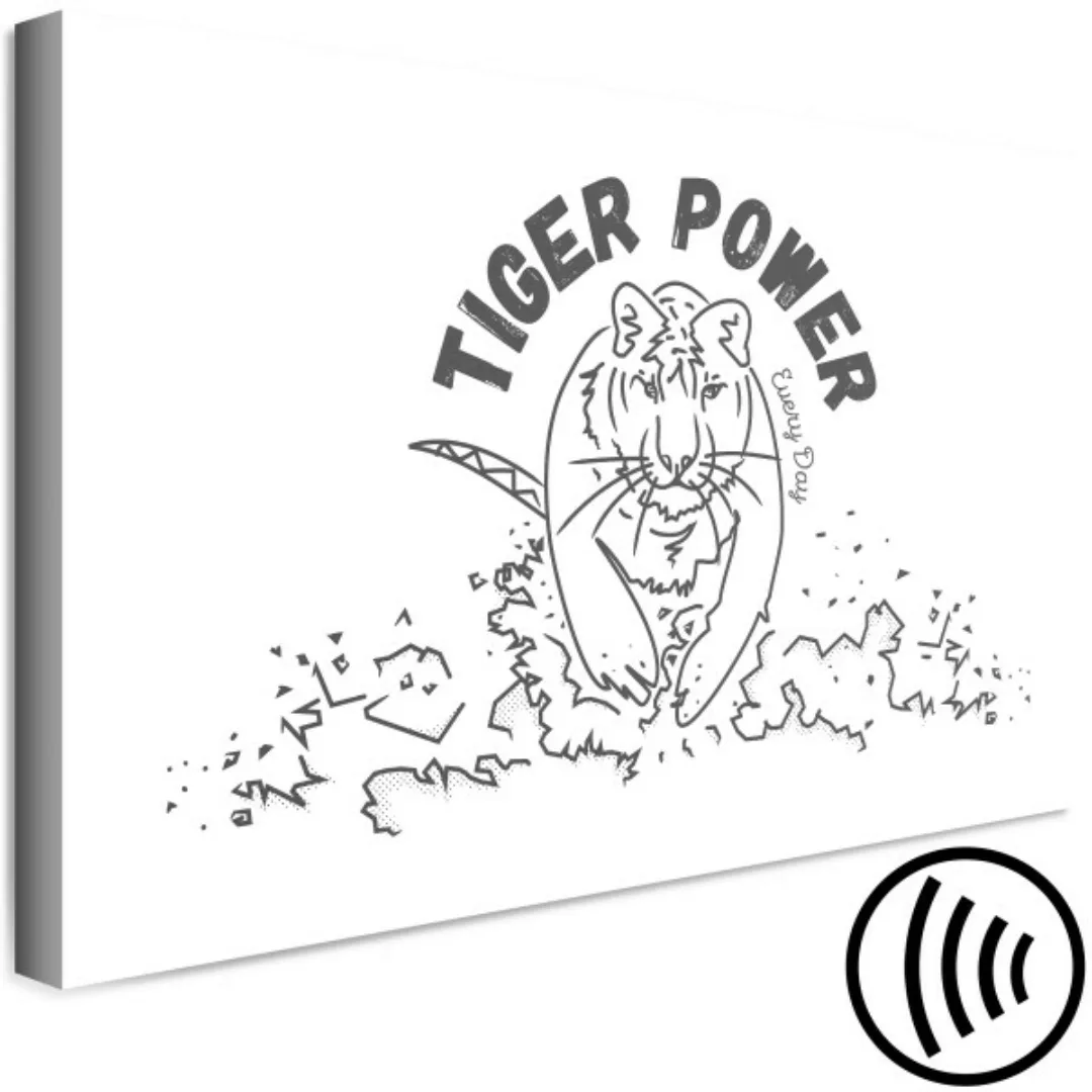 Leinwandbild Tiger Power - schwarzweißer Tiger in Bewegung XXL günstig online kaufen
