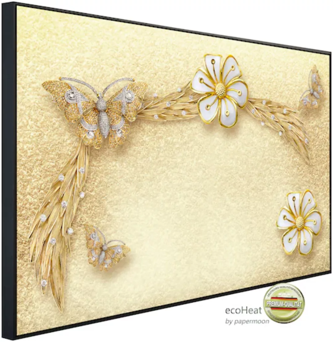Papermoon Infrarotheizung »Muster Blumen gold weiß«, sehr angenehme Strahlu günstig online kaufen