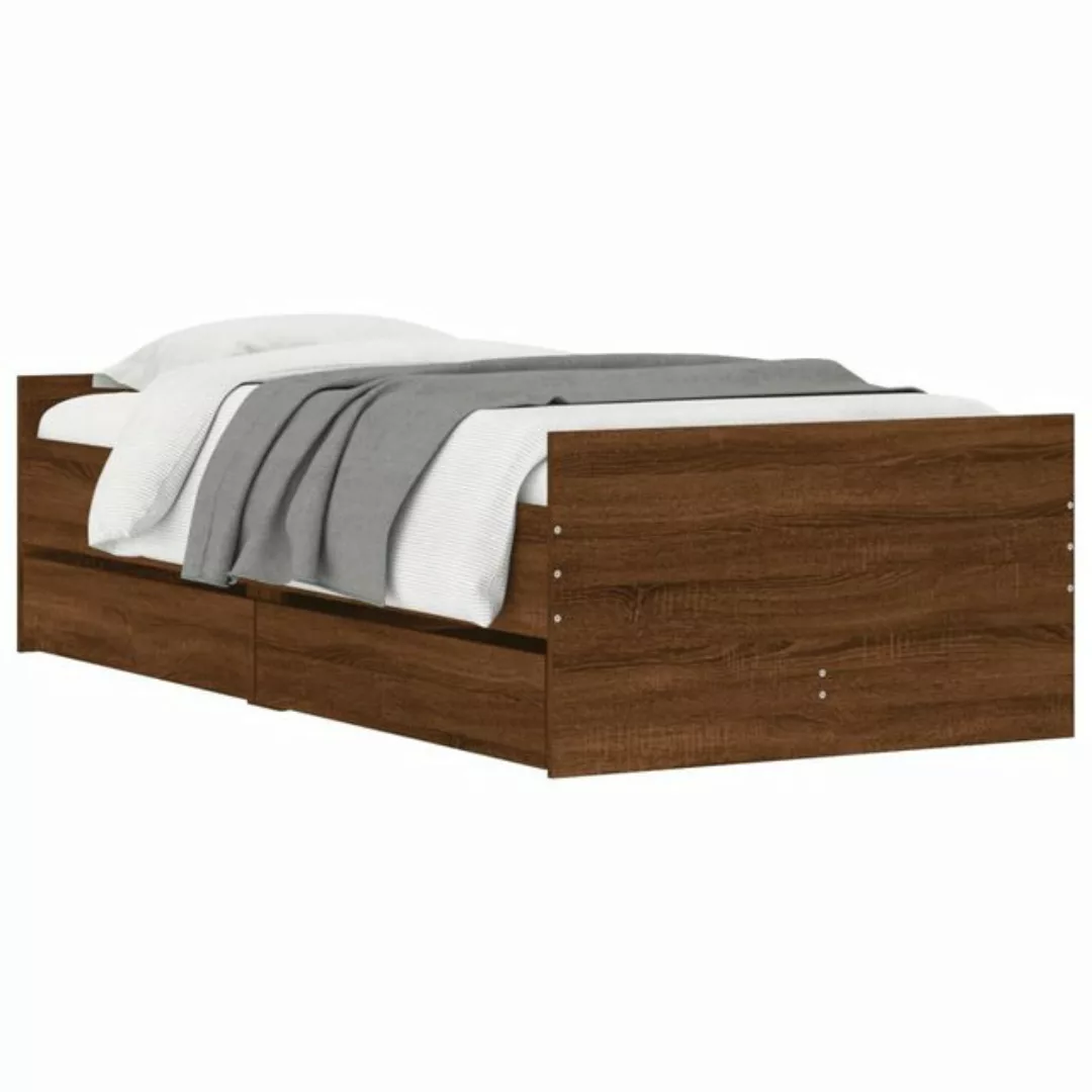 vidaXL Bett Bett mit Schubladen Braun Eiche-Optik 75x190 cm günstig online kaufen