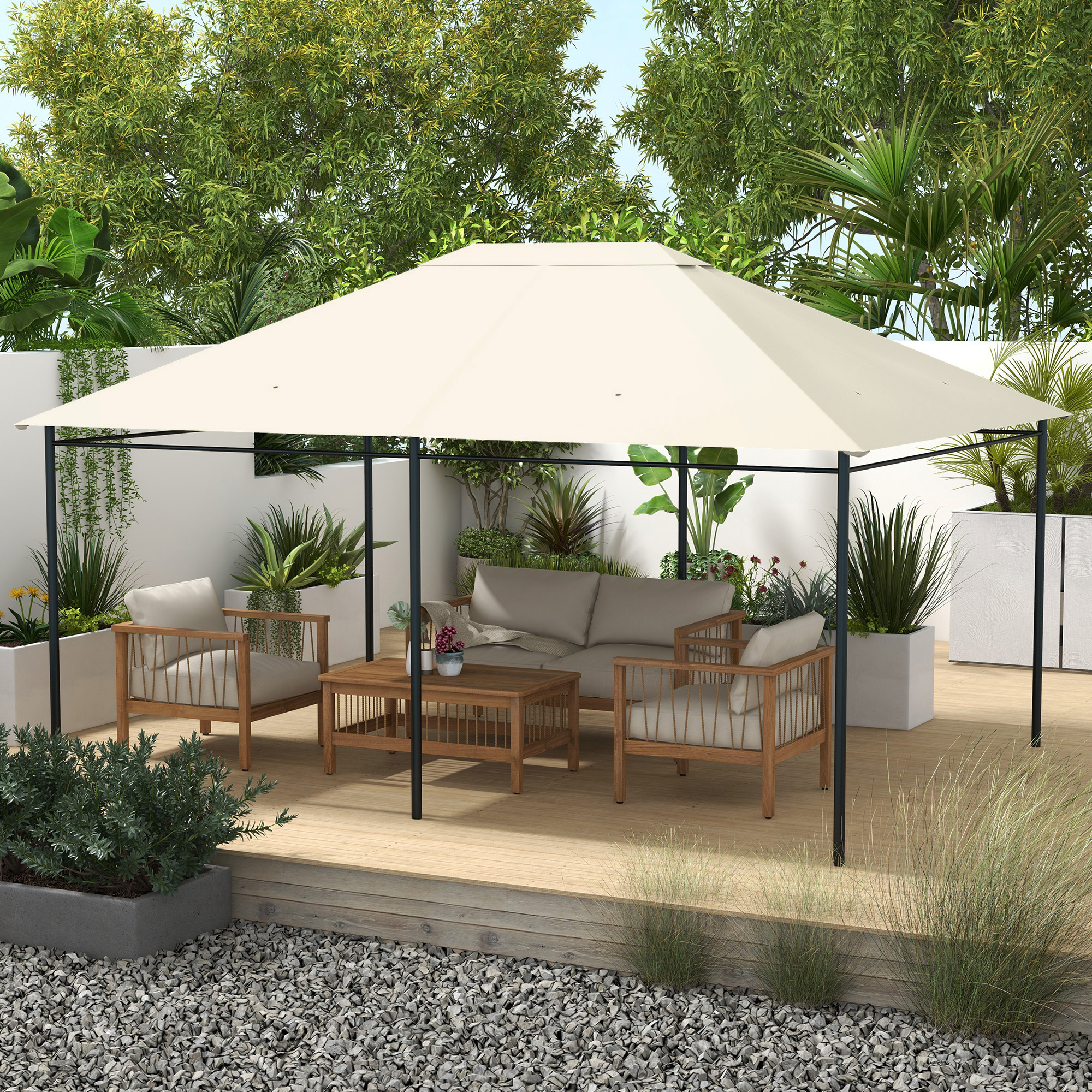 Outsunny Ersatzdach für Gartenpavillon 3,97x2,97m wasserdicht mit UV-Schutz günstig online kaufen