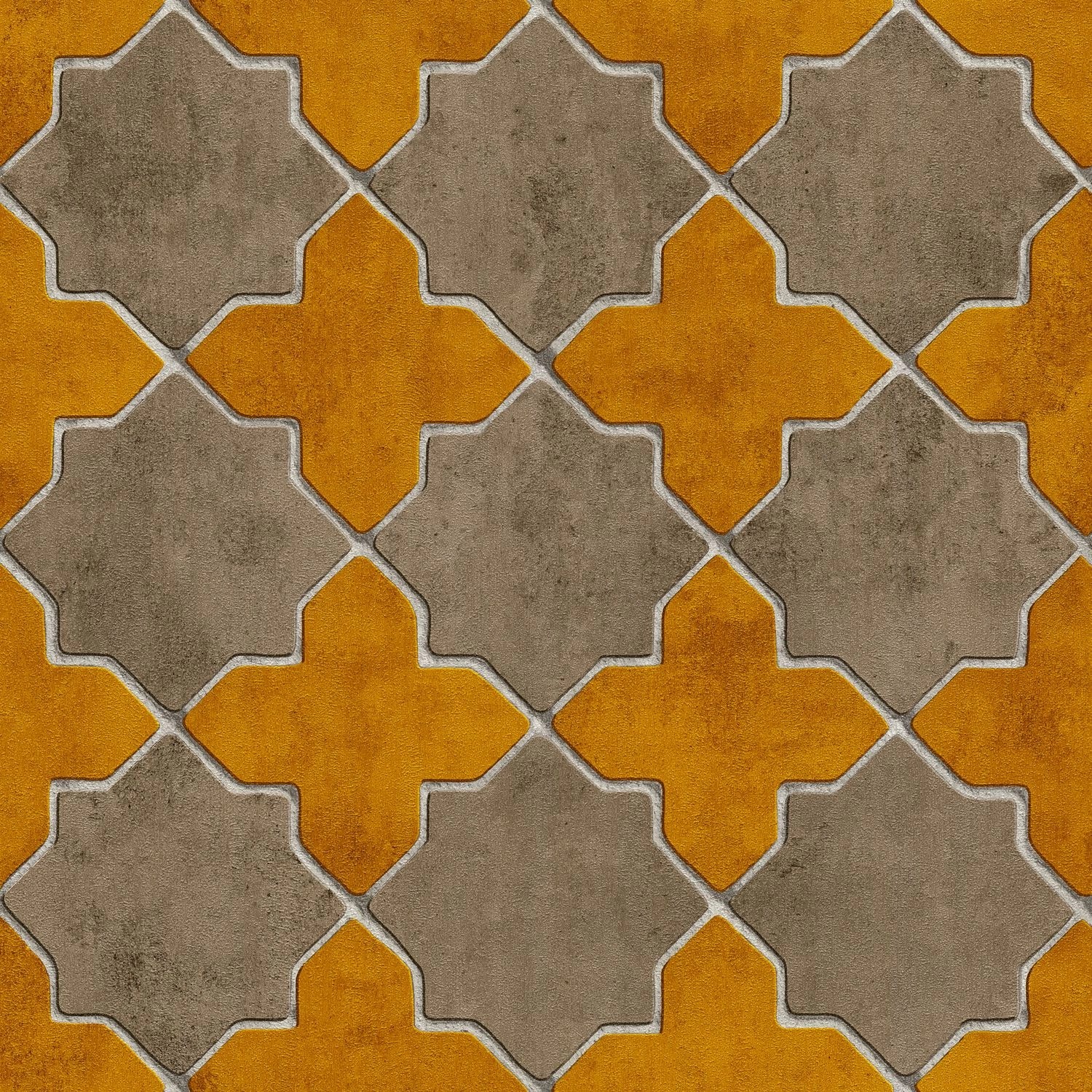 PROFHOME 374212-GU Grafik Tapete Geometrisch Matt Gelb Beige Creme 0,53 m x günstig online kaufen