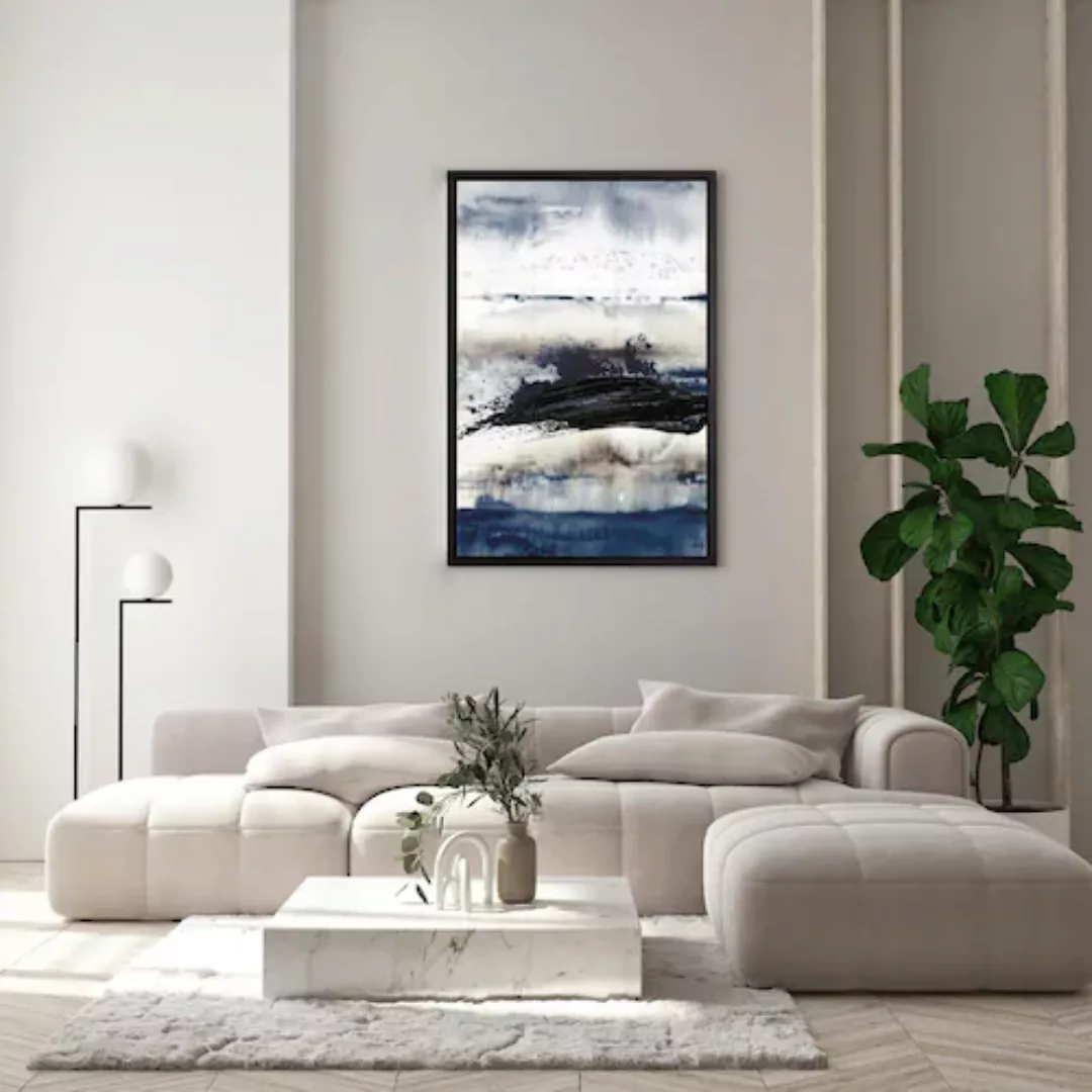 queence Leinwandbild "Abstrakt Weiß", Abstrakt, mit einem Schattenfugenrahm günstig online kaufen