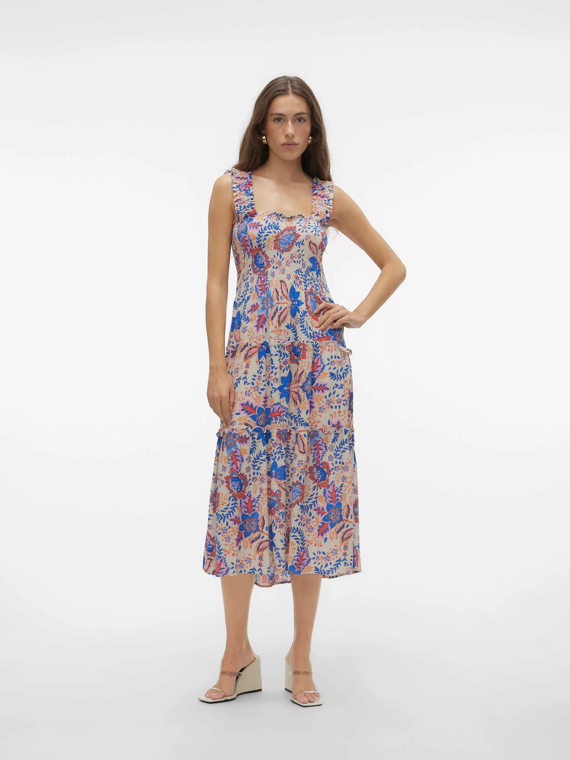 Vero Moda Sommerkleid "VMMENNY SL SMOCK CALF DRESS WVN GA" günstig online kaufen