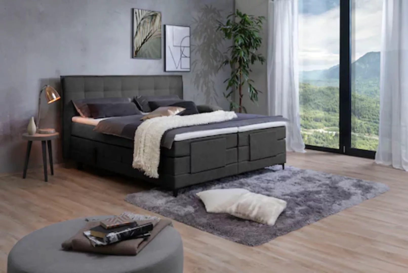 alina Boxspringbett »Edward«, 180x200cm, mit motorischer Verstellung, inklu günstig online kaufen