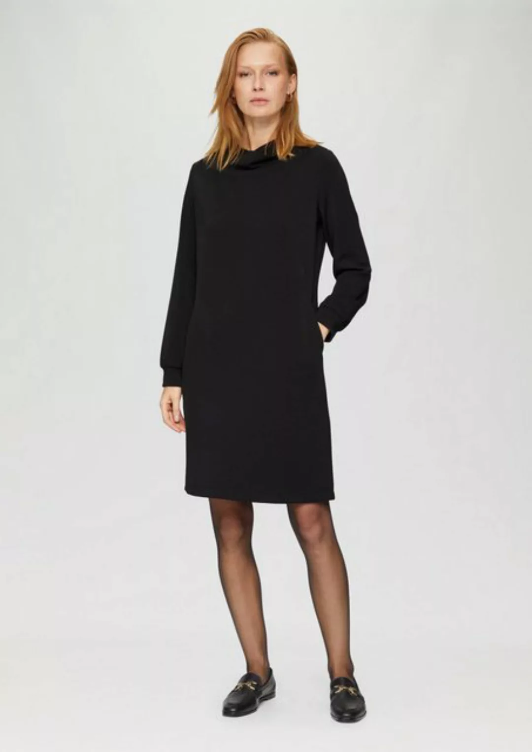 s.Oliver BLACK LABEL Minikleid Sweat-Kleid mit gelegtem Kragen Raffung günstig online kaufen