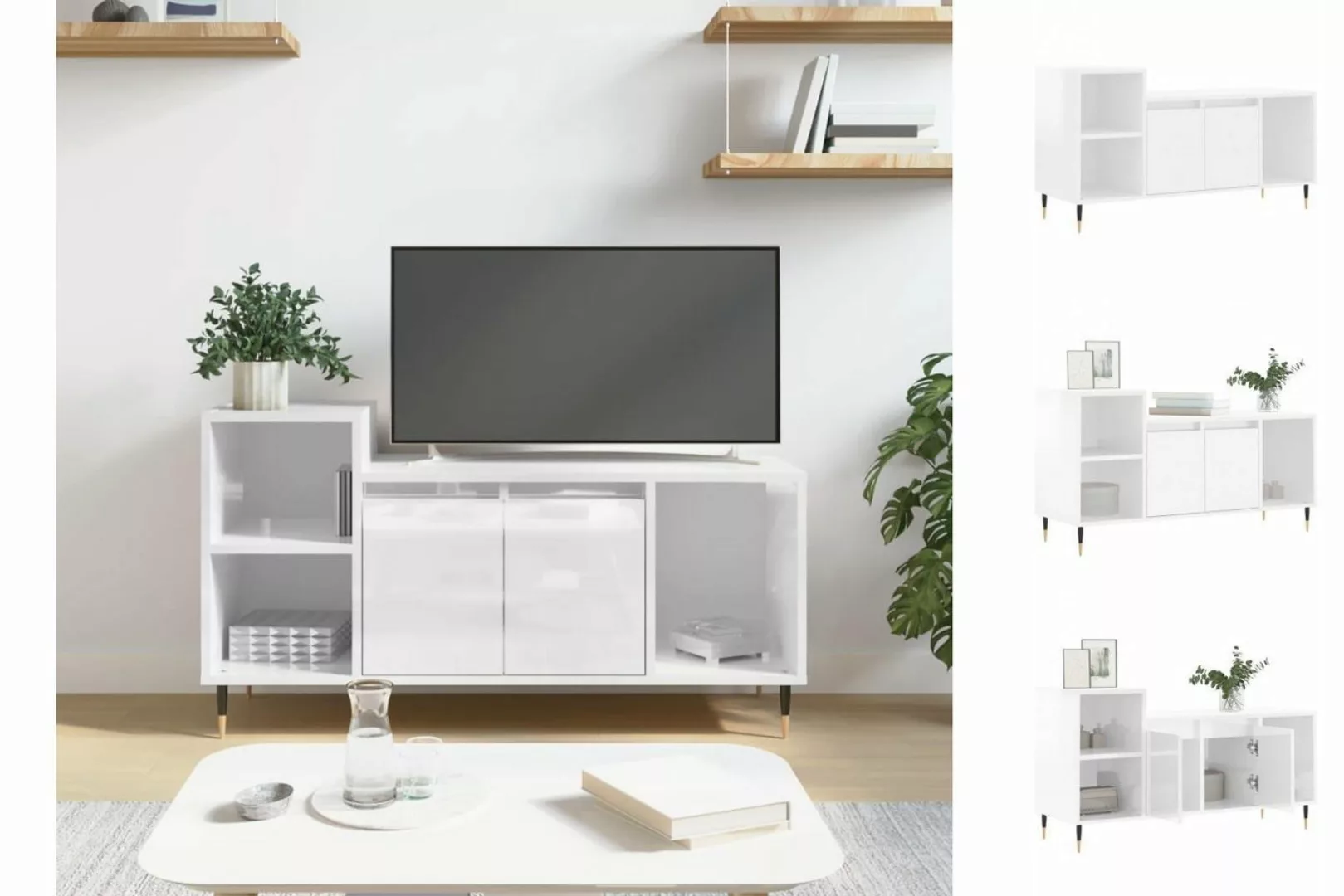 vidaXL TV-Schrank TV-Schrank Hochglanz-Weiß 100x35x55 cm Spanplatte TV-Lowb günstig online kaufen