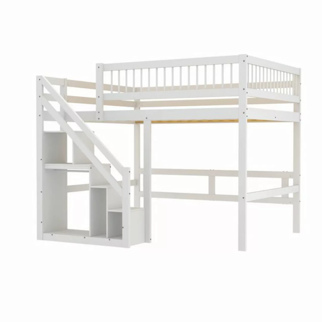 MODFU Etagenbett Funktionsbett Kinderbett, Treppe mit Aufbewahrungsschrank günstig online kaufen