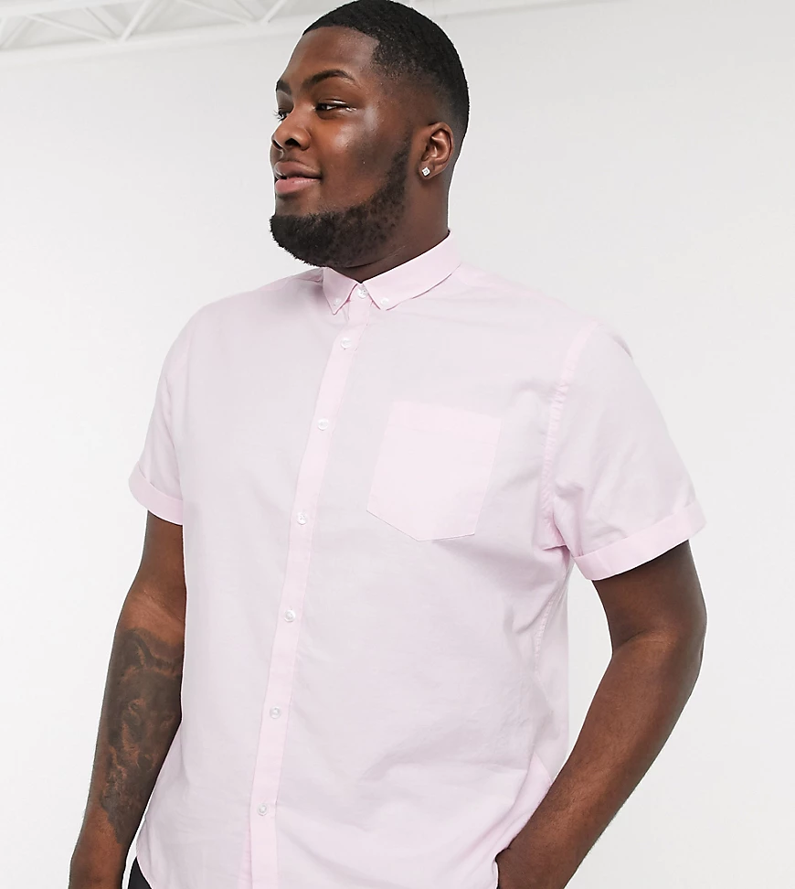 New Look Plus – Kurzärmliges Oxford-Hemd in Rosa günstig online kaufen