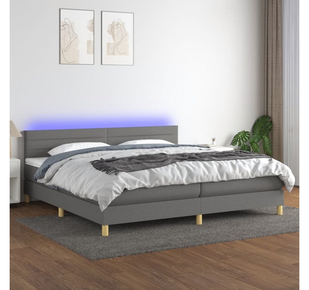 vidaXL Boxspringbett Boxspringbett mit Matratze LED Dunkelgrau 200x200 cm S günstig online kaufen