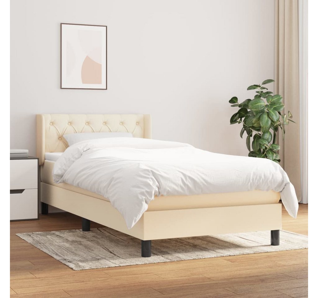 vidaXL Boxspringbett, Boxbett mit Matratze Creme 80x200 cm Stoff günstig online kaufen