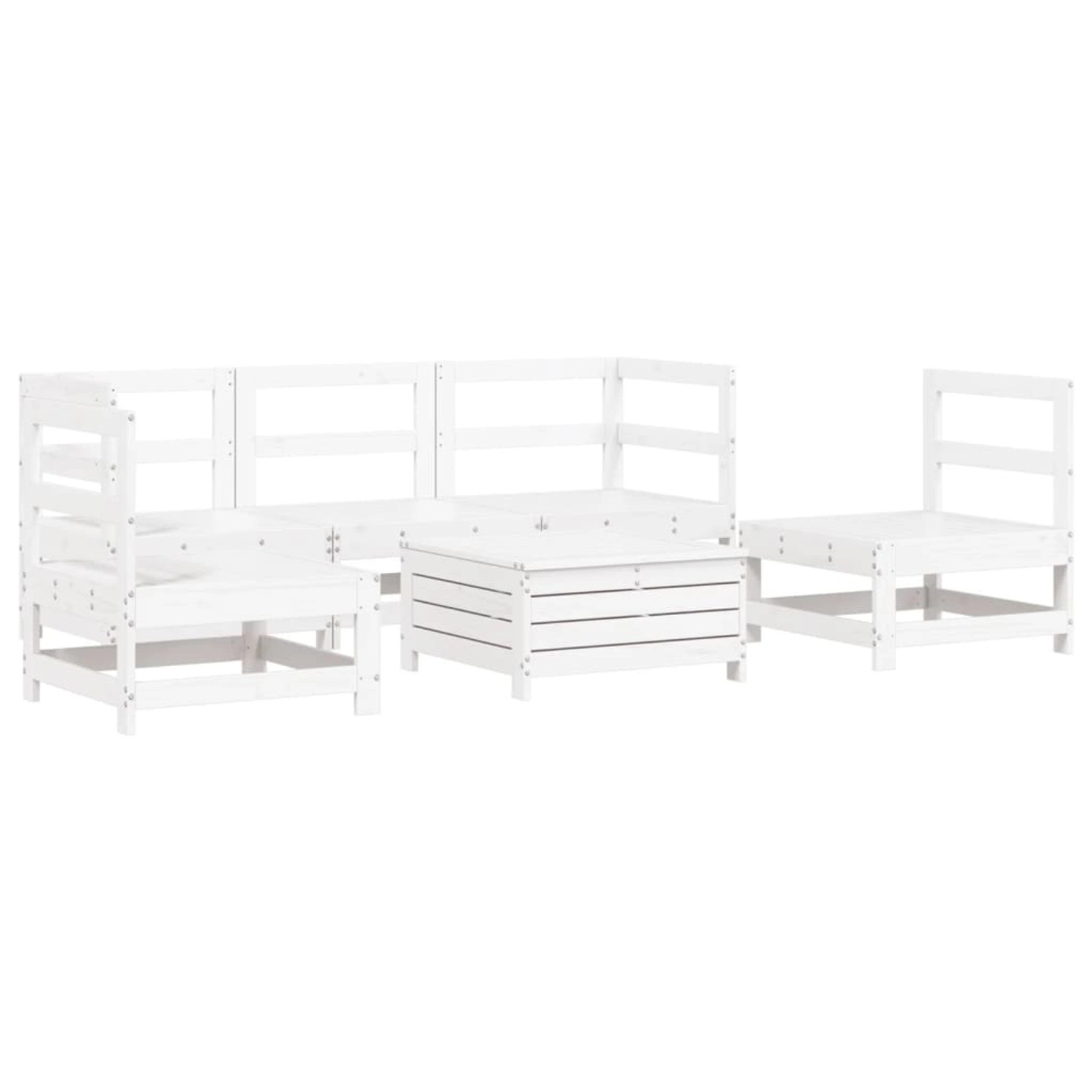 vidaXL 6-Tlg Garten-Sofagarnitur Weiß Massivholz Kiefer 3250713 günstig online kaufen