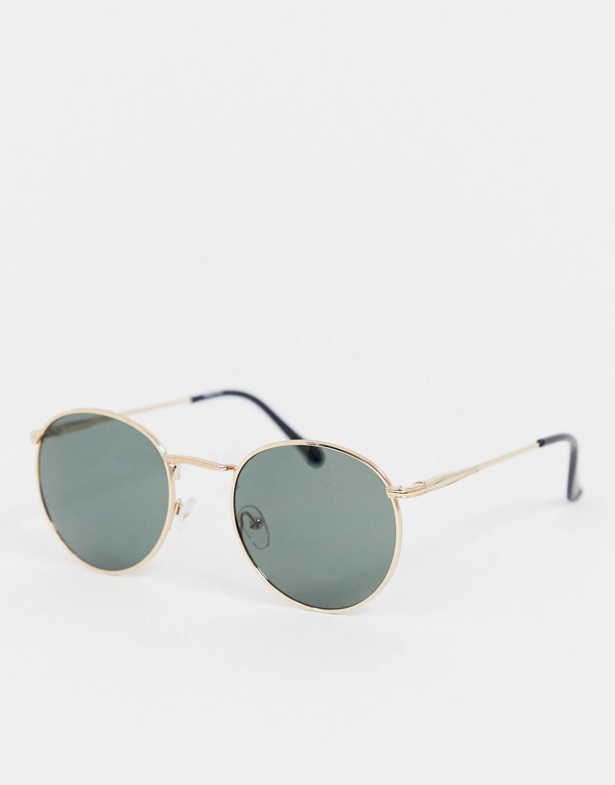 ASOS DESIGN – Runde Sonnenbrille mit Metallgestell in Goldoptik & auffällig günstig online kaufen