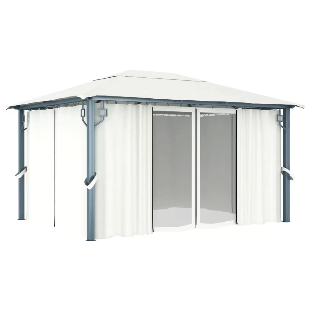 Pavillon Mit Vorhängen 400 X 300 Cm Creme Aluminium günstig online kaufen