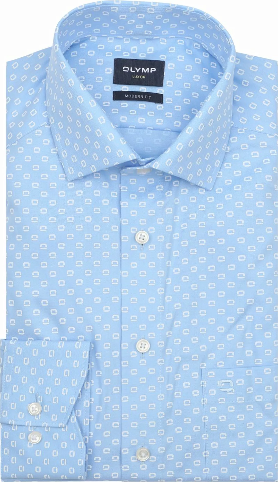 OLYMP Luxor Hemd Druck Logo Blau - Größe 45 günstig online kaufen
