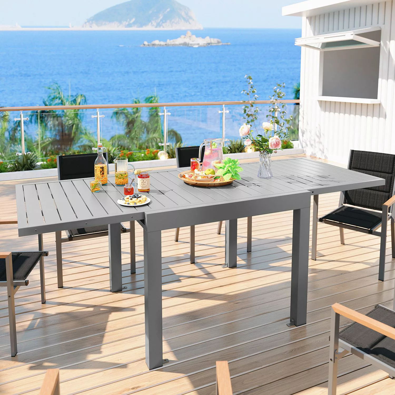 GUNJI Gartentisch Aluminium Ausziehbarer Gartentisch 80-160 günstig online kaufen