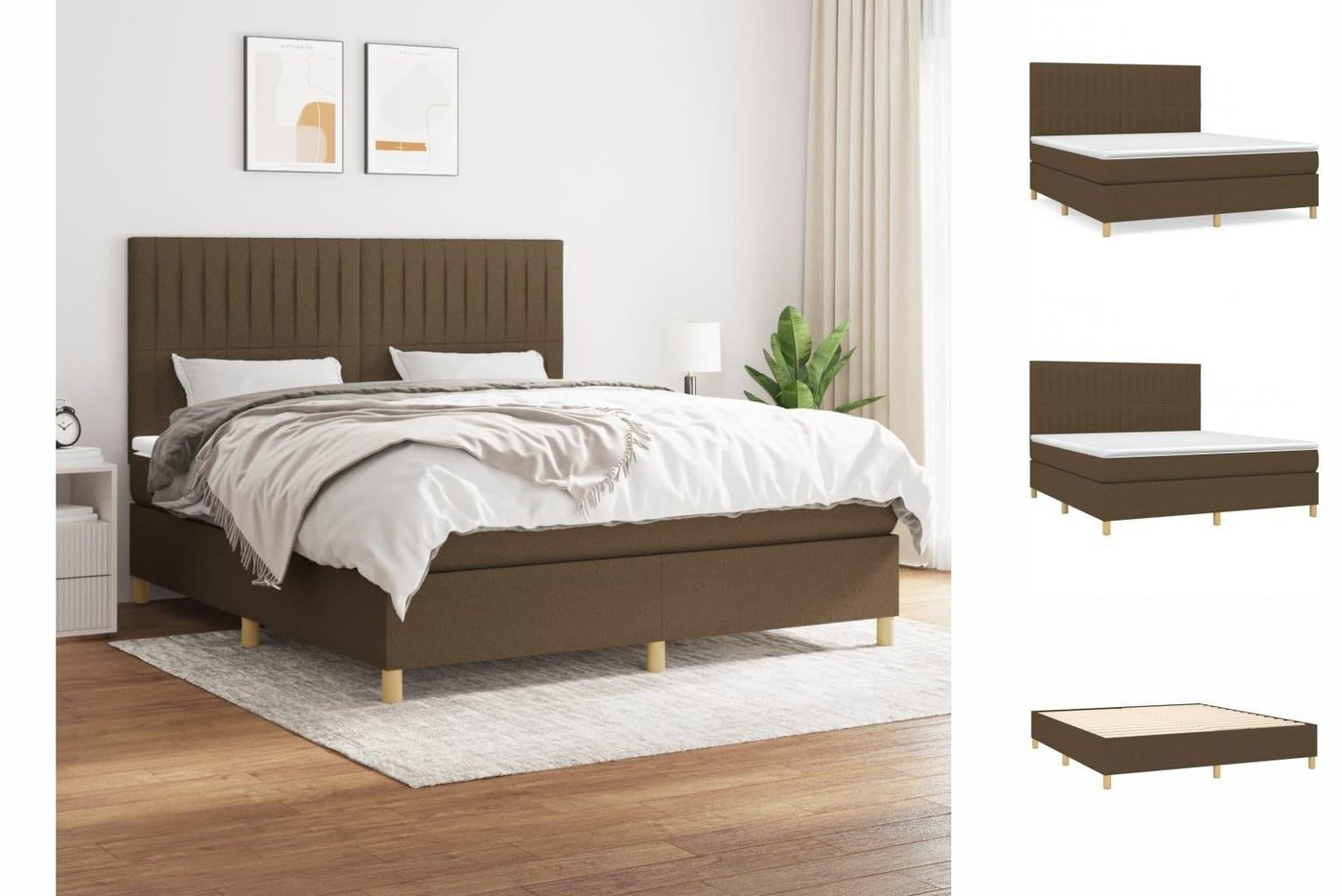 vidaXL Boxspringbett Boxspringbett mit Matratze Dunkelbraun 160x200 cm Stof günstig online kaufen