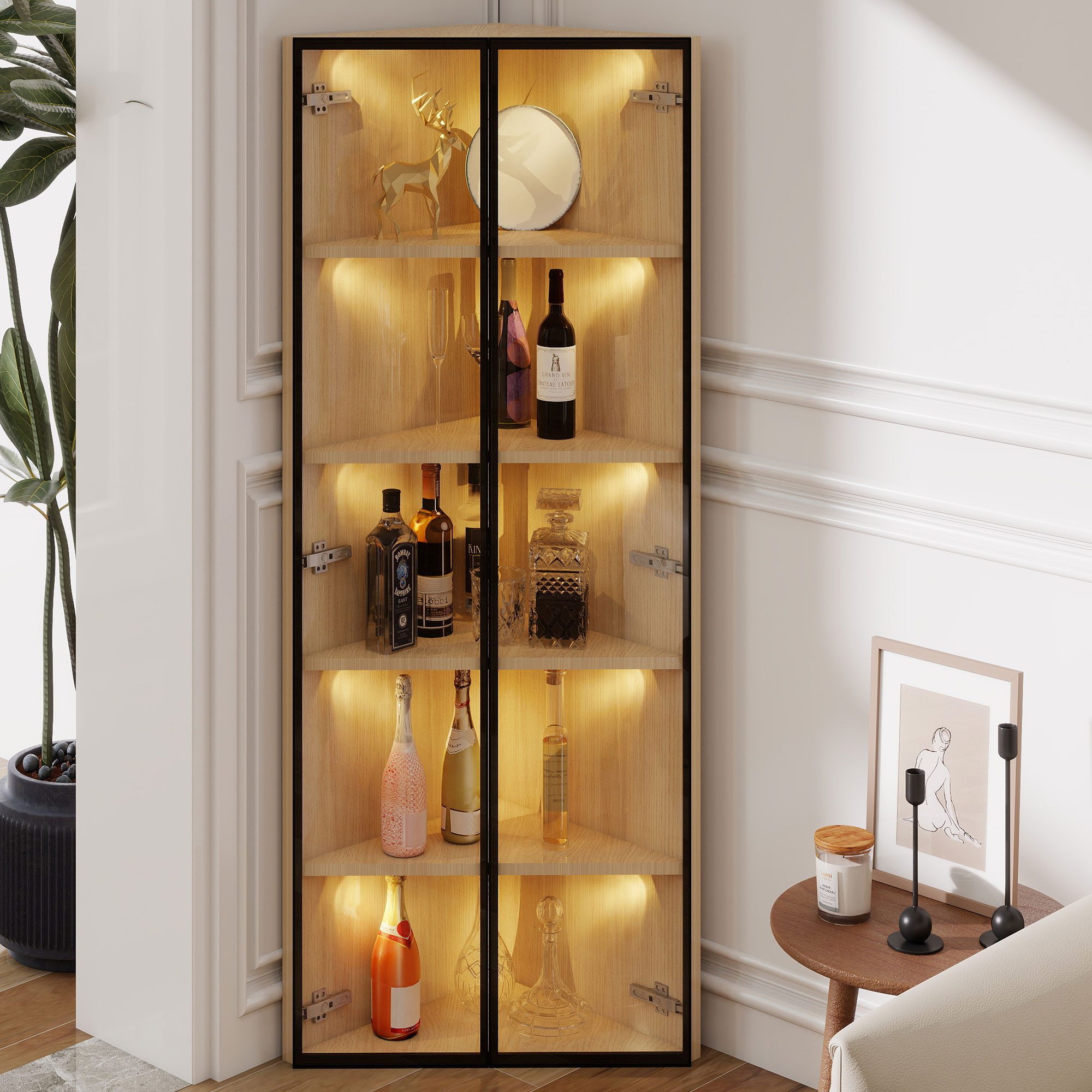 MODFU Vitrine Platzsparende Glasvitrine (Weinschrank, Badezimmerschrank, günstig online kaufen