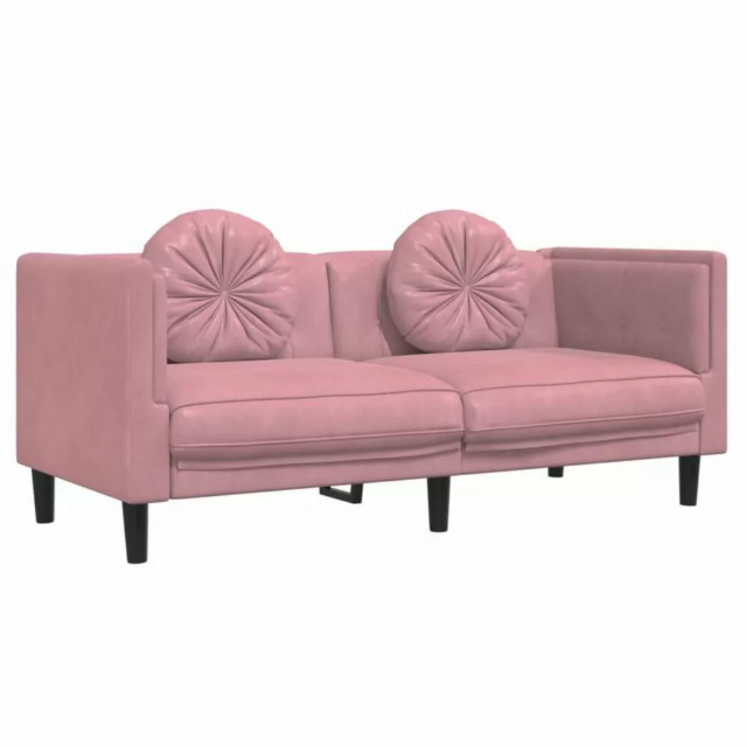 vidaXL Sofa, mit Kissen 2-Sitzer Rosa Samt günstig online kaufen