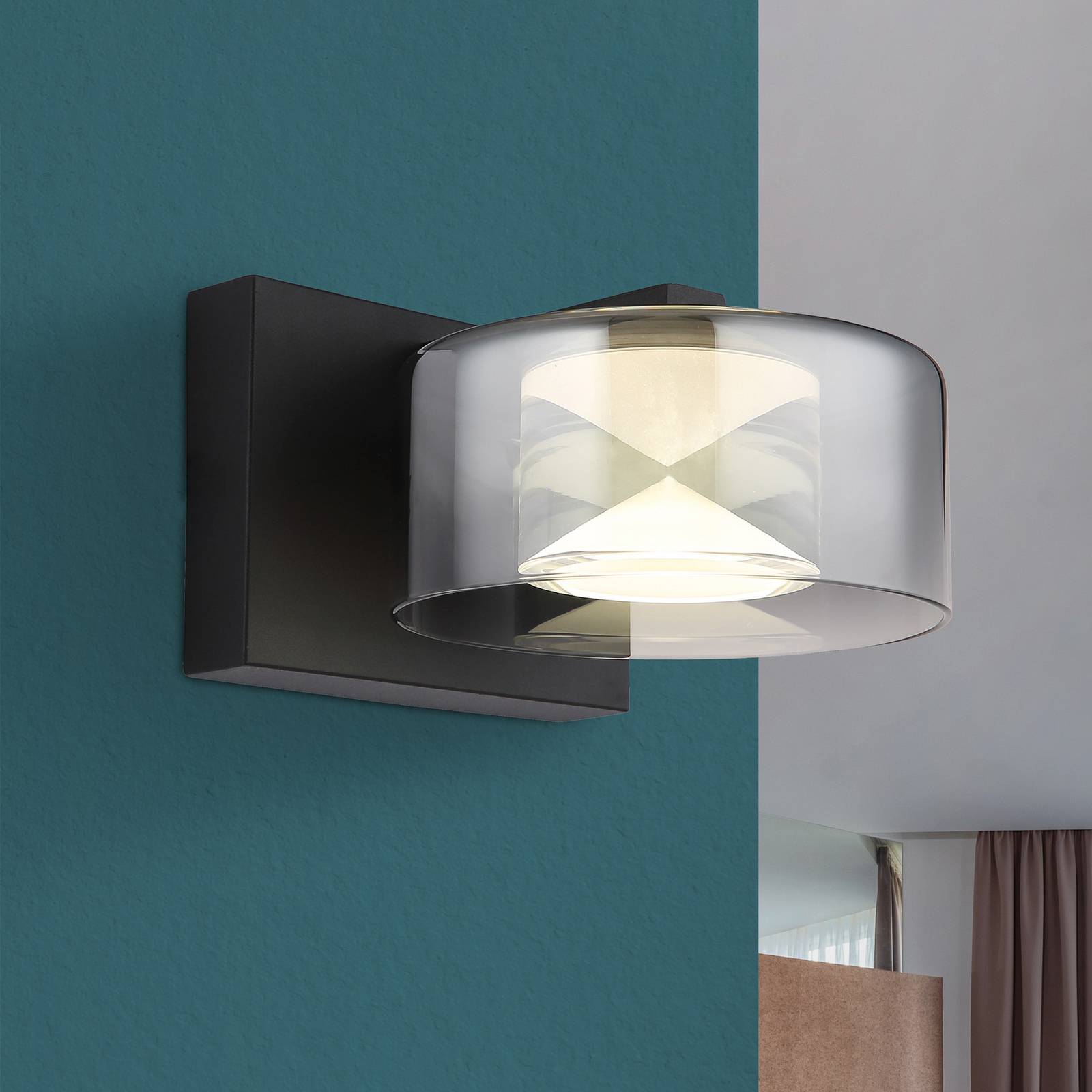 LED-Wandleuchte Belinda, rauchgrau, Breite 15 cm, Glas günstig online kaufen