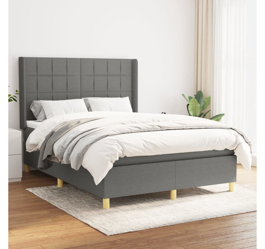 vidaXL Boxspringbett Boxspringbett mit Matratze Dunkelgrau 140x190 cm Stoff günstig online kaufen