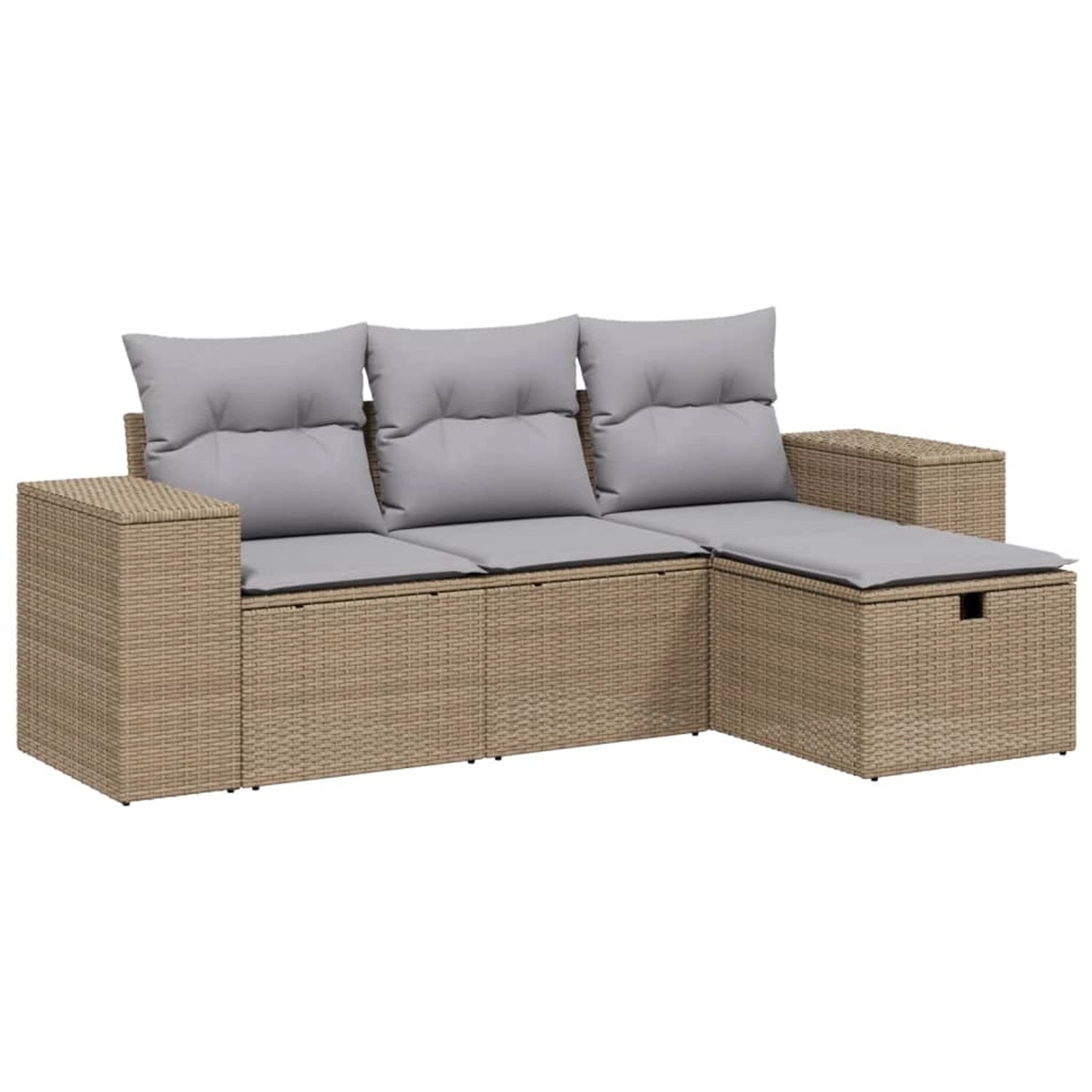 vidaXL 4-tlg Garten-Sofagarnitur mit Kissen Beigemischung Poly Rattan Model günstig online kaufen