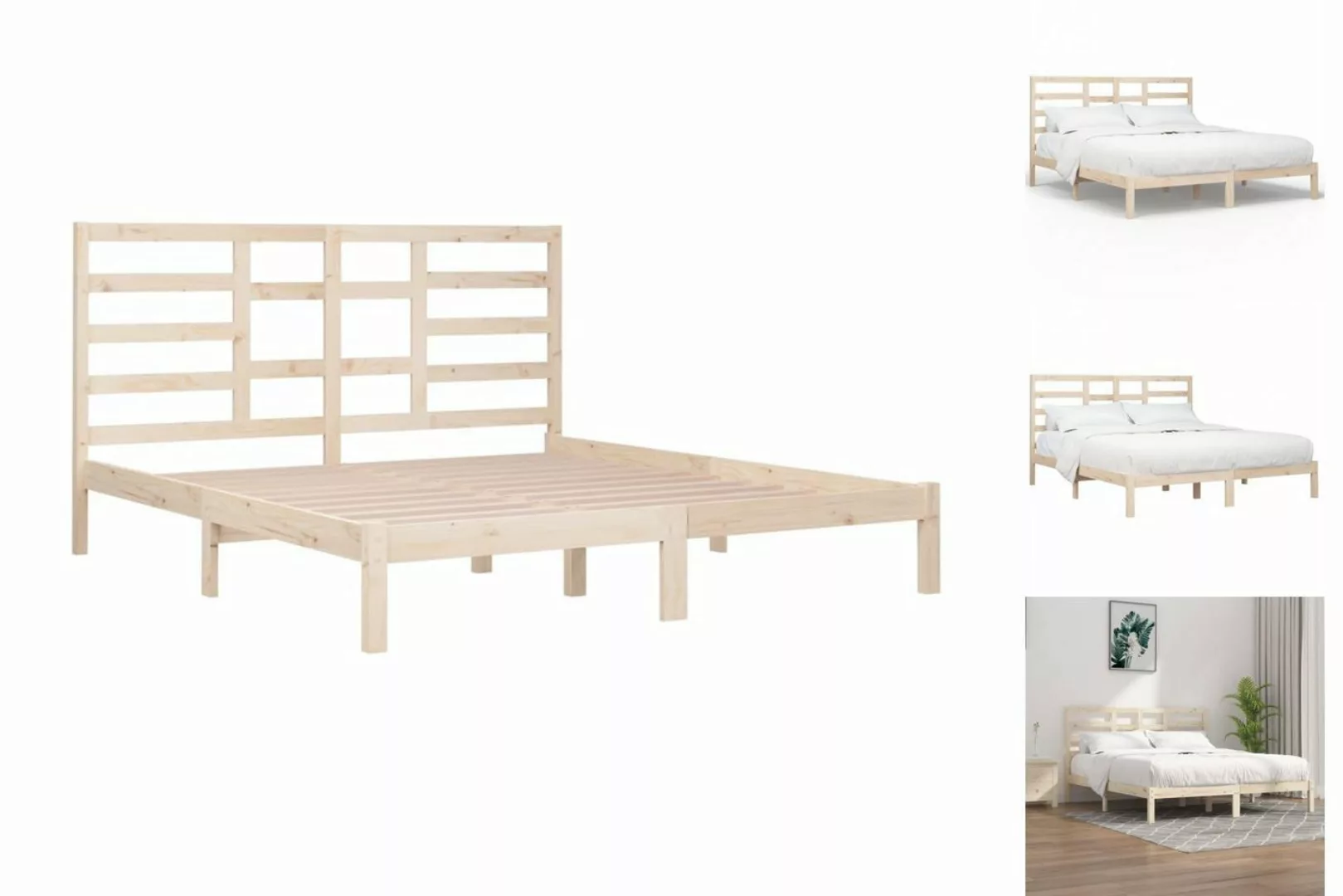 vidaXL Bettgestell Massivholzbett 200x200 cm Bett Holz Bettgestell Doppelbe günstig online kaufen